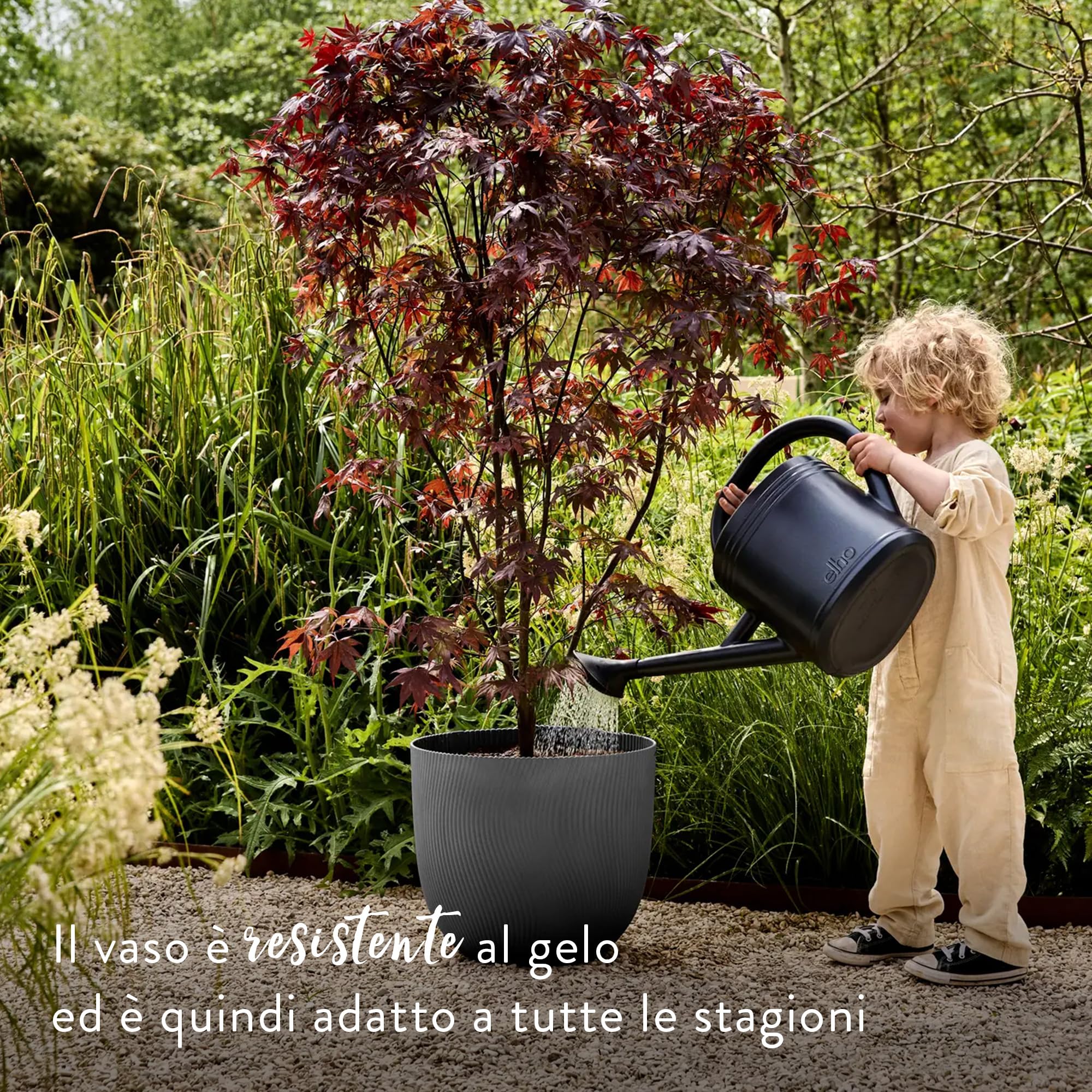 Elho Sereh Round 60 - Grande Vaso per Interno e esterno - 100% Plastica Riciclata - Ø 59 x H 50.6 cm - Anthracite