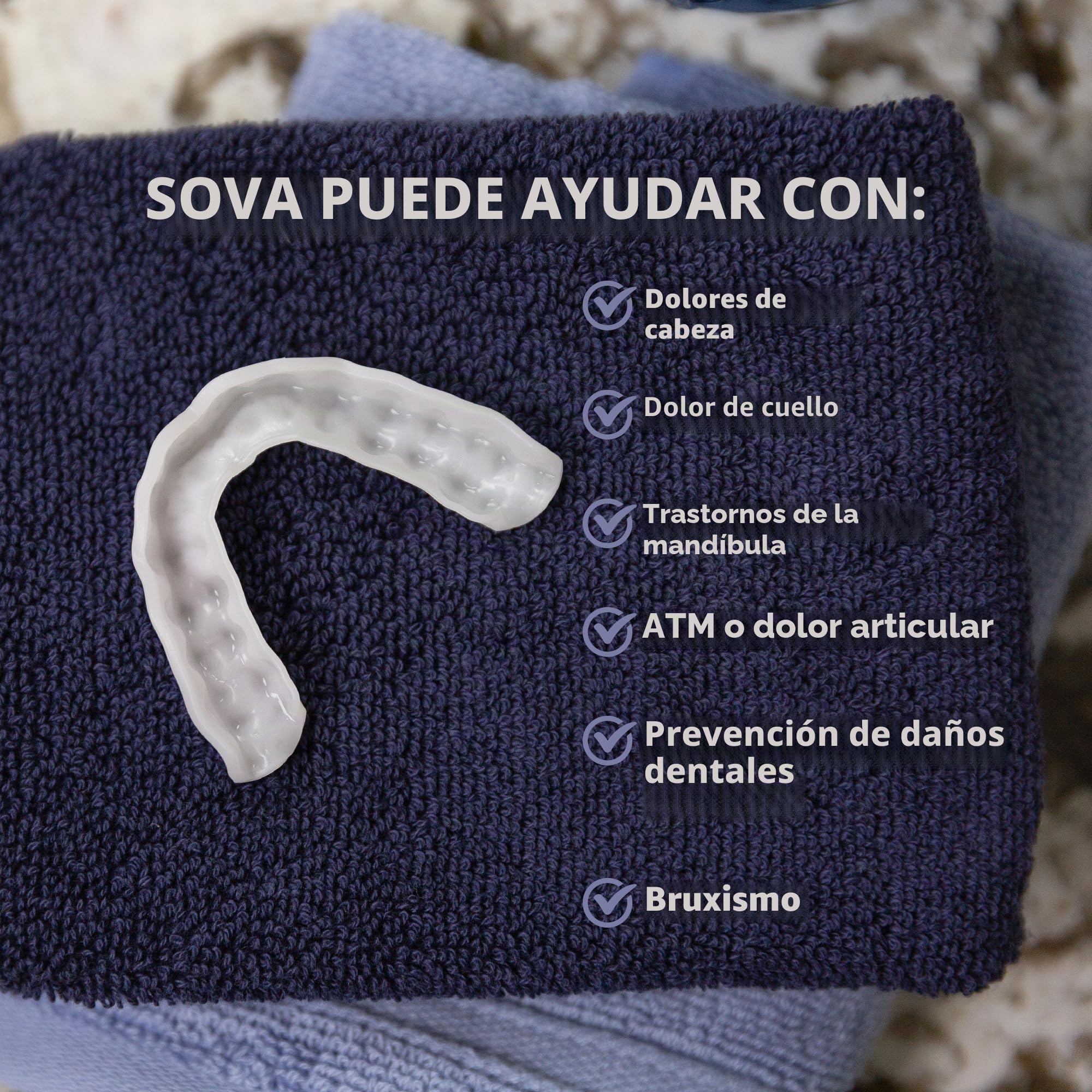 SOVA 3D Night Guard - 1,6 mm de Grosor - Ajuste Personalizado - Protector Bucal Contra el Rechinar y Apretar de Dientes Nocturno - Férula de Descarga Sin Olor ni Sabor - No Tóxica.