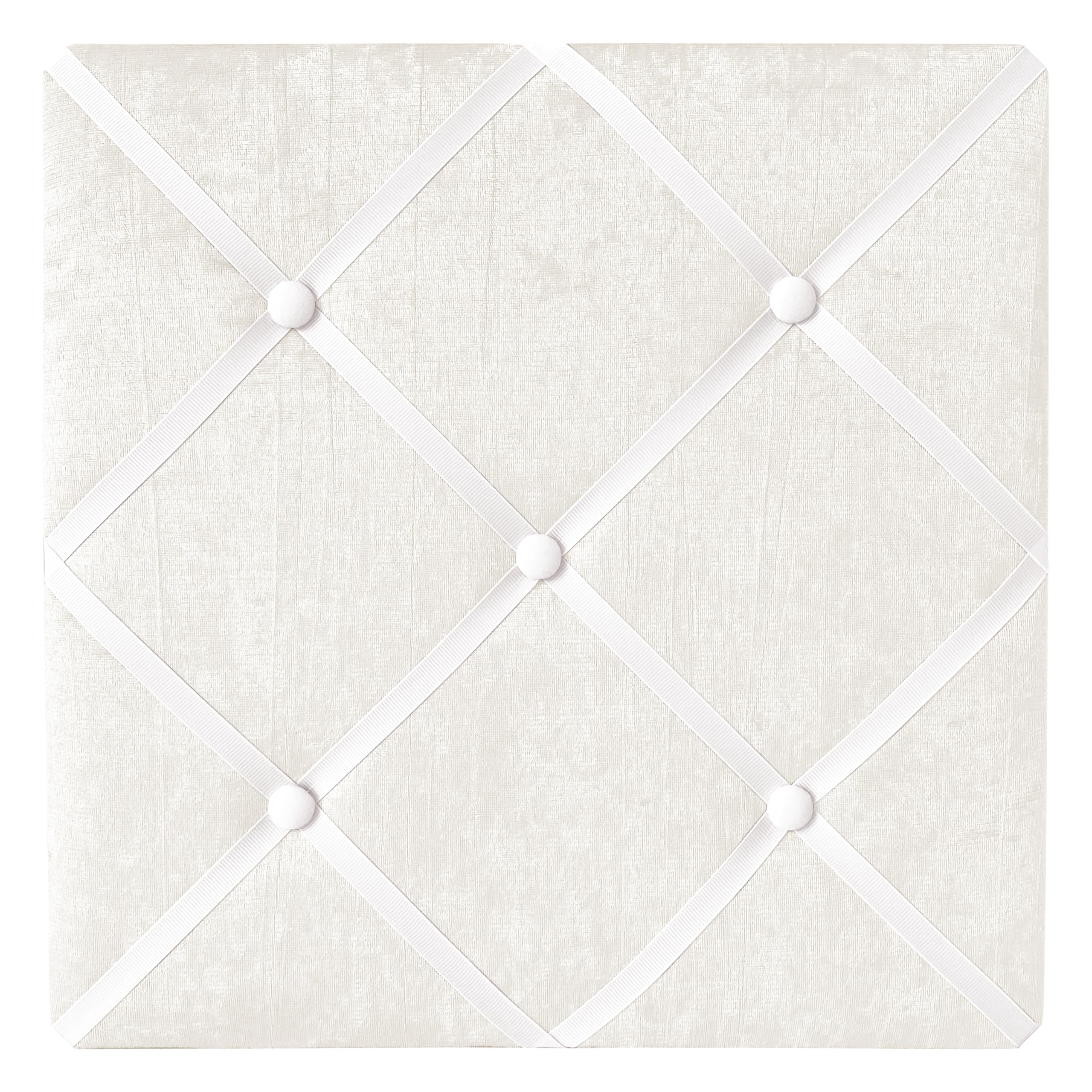 Sweet Jojo Designs White Fabric Memory Memo Photo Bulletin Board - Solid Crinkle Crushed Velvet Luxurious Elegant Princess Boho Shabby Chic Luxury Glam High End Boutique Ruffle for Lace Collection