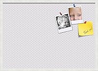 Vista 241 de PinPix Tablero de anuncios de corcho de 12 x 12 pulgadas. Este tablero decorativo enmarcado viene con diseño de círculos B W y un marco blanco