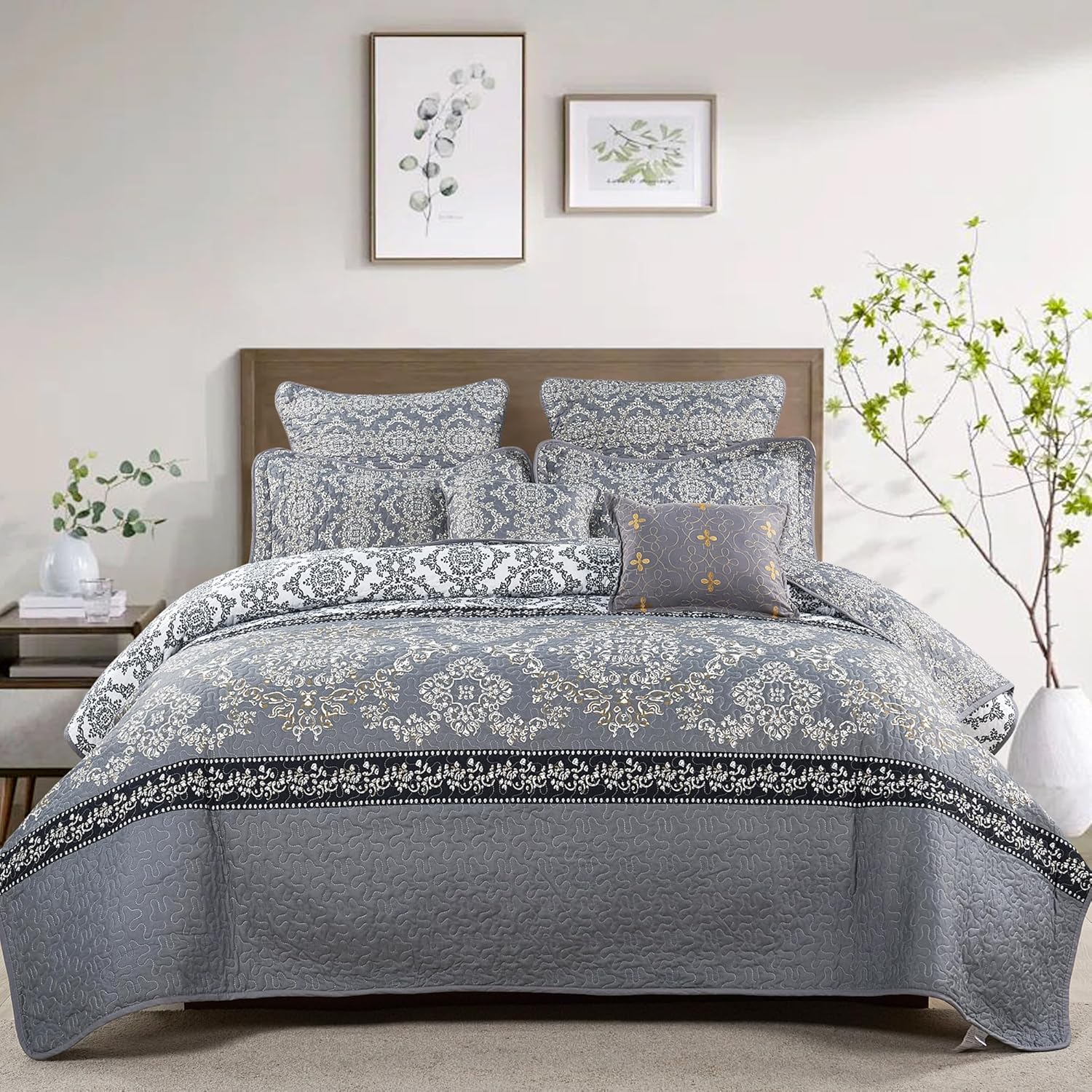 Mystic Modern & Contemporary Damask Coverlet Set