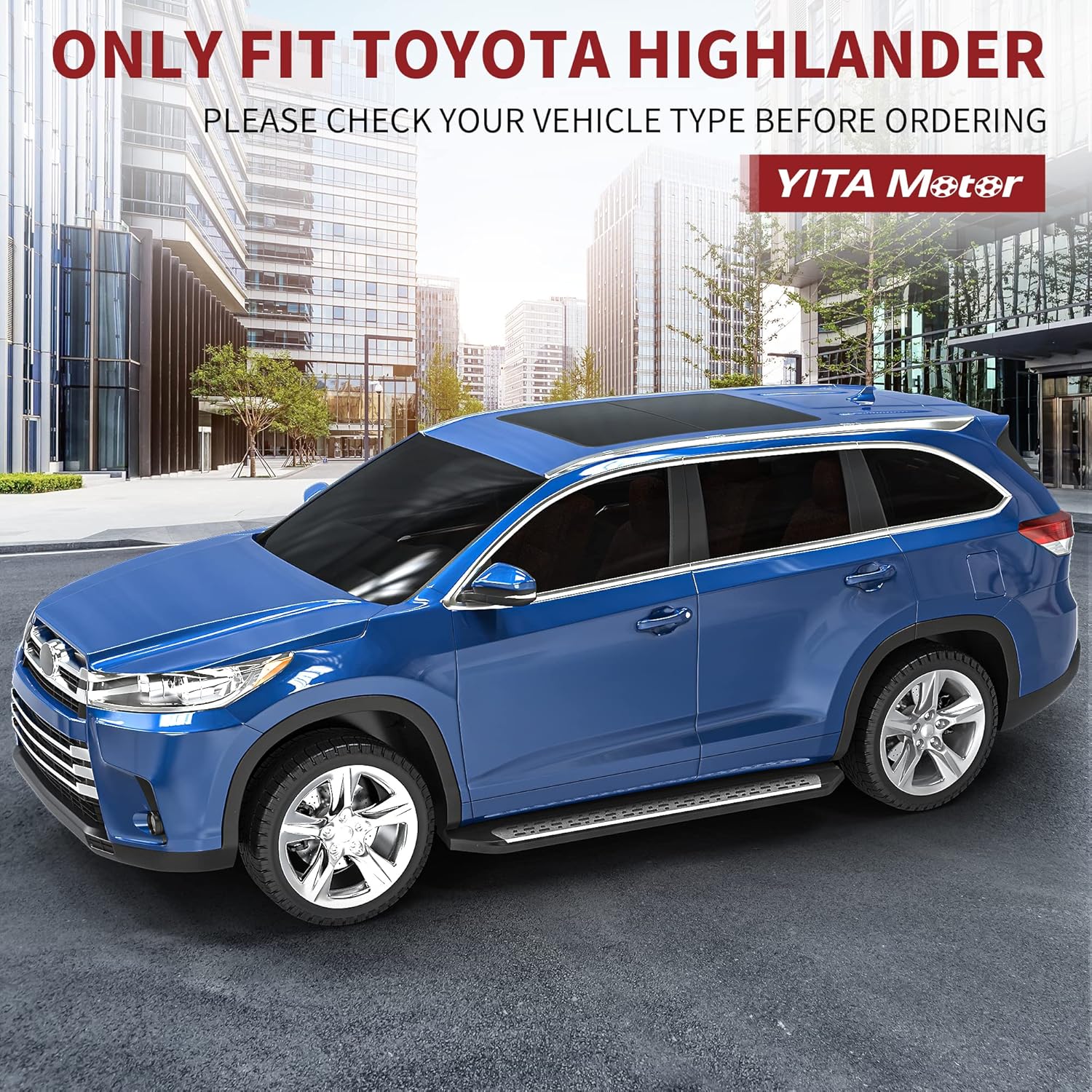 YITAMOTOR 4 inch Running Boards Compatible with 2014 2015 2016 2017 2018 2019 Toyota Highlander Side Steps Nerf Bars