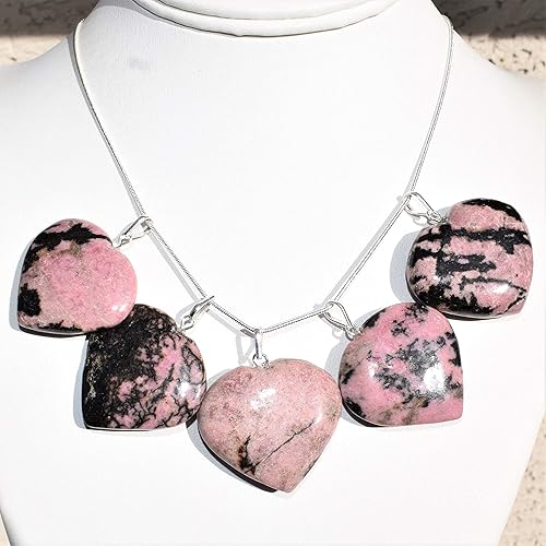 Miniatura 3 de Zenergy Gems - Collar con dije de corazón, piedras preciosas naturales del Himalaya en forma de corazón + cadena de plata de 20 + corazón de carga