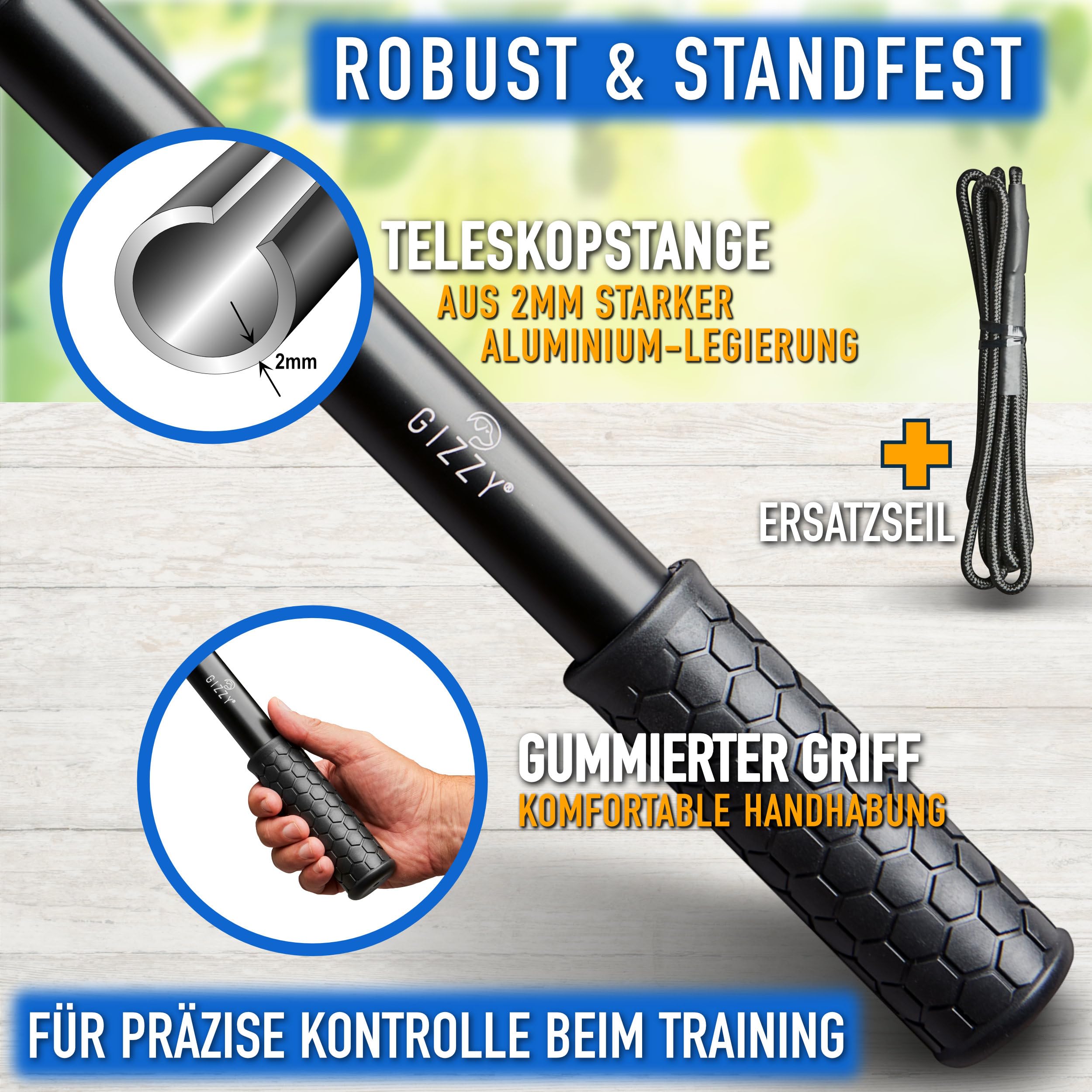 GIZZY® Reizangel Hunde XL – Profi Hundeangel & Trainingsangel für große & kleine Vierbeiner – Robuste Hundeangel als Hunde Beschäftigung & Hundetraining – Inkl. eBook – Hundespielzeug Reizangel