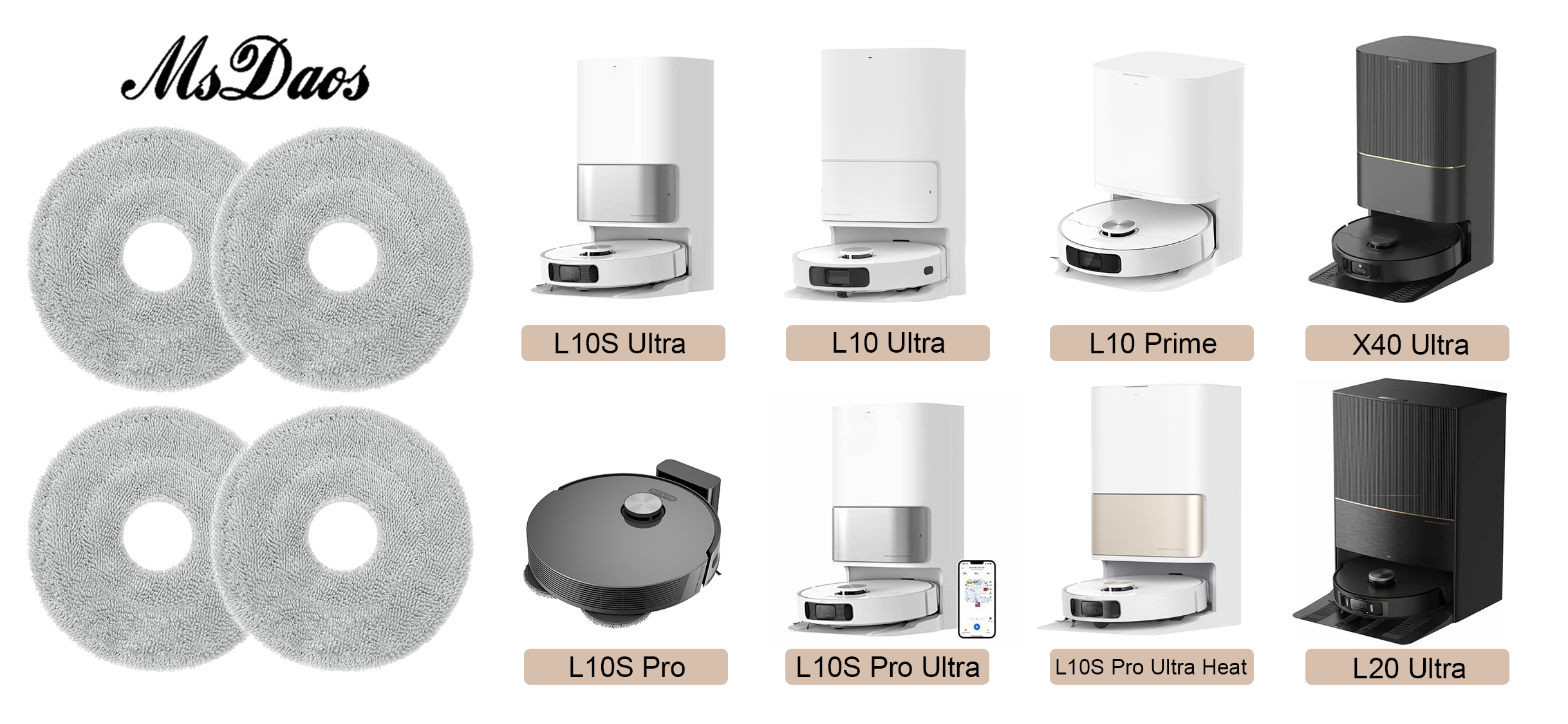 Set 4 Panni Di Ricambio Per Mocio Aspirapolvere Dreame - Compatibile Con L10, L20, X30, X50 E Altri Modelli - Foto 9