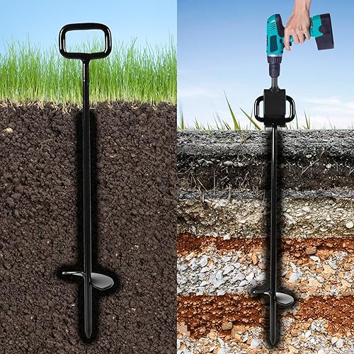 Miniatura 5 de Anclajes de suelo de 18 pulgadas atornillados, estacas de tienda de campaña de 3 pulgadas de diámetro en espiral, con 1 adaptador resistente para