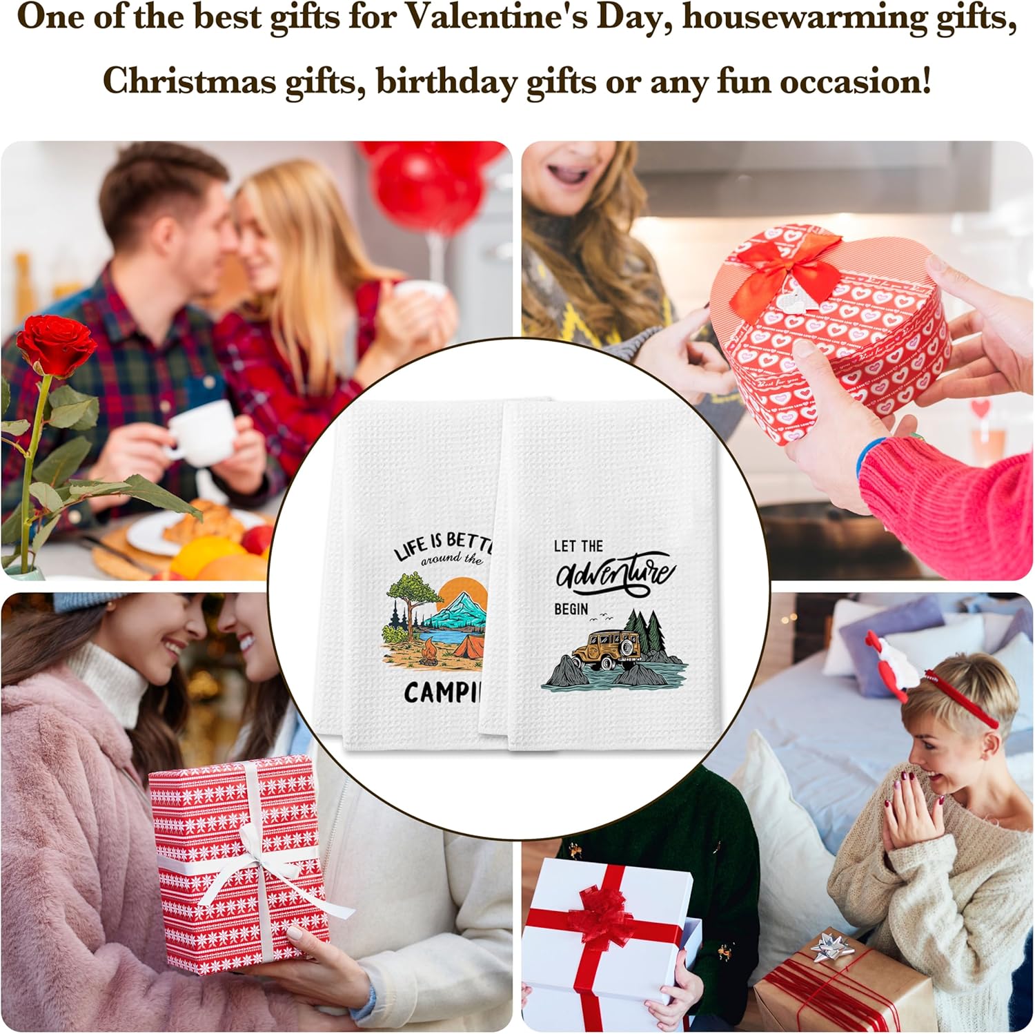 DETIHO Camper Camping Kitchen Towels Sets of 2, Gifts for Camping Lovers, Decorative Dish Towels for RV Kitchen Bathroom(B04 - Image 6