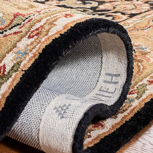 Miniatura 5 de SAFAVIEH Classic Collection CL758B CL758B - Alfombra redonda de lana oriental de primera calidad, hecha a mano, 6 pies, color negro y dorado