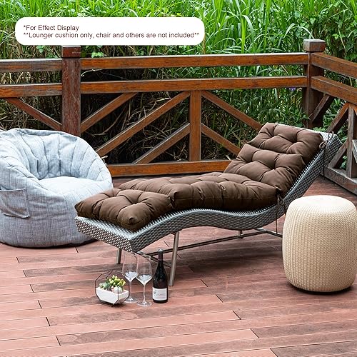 Miniatura 7 de ARTPLAN Cojines de tumbona para exteriores con asiento y respaldo de mimbre copetudo para muebles de exterior