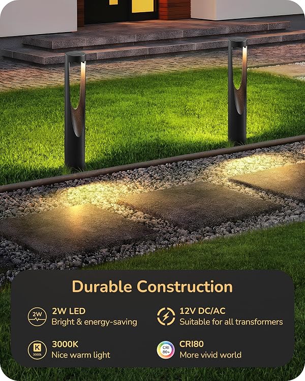 EDISHINE Low Voltage Landscape Lighting, 12V 2W 150LM 3000K Outdoor Landscape Light with Connectors, Waterproof Electric LED Pathway Lights Wired for Path Yard Garden, CRI80 8 Pack by EDISHINE - Image 3