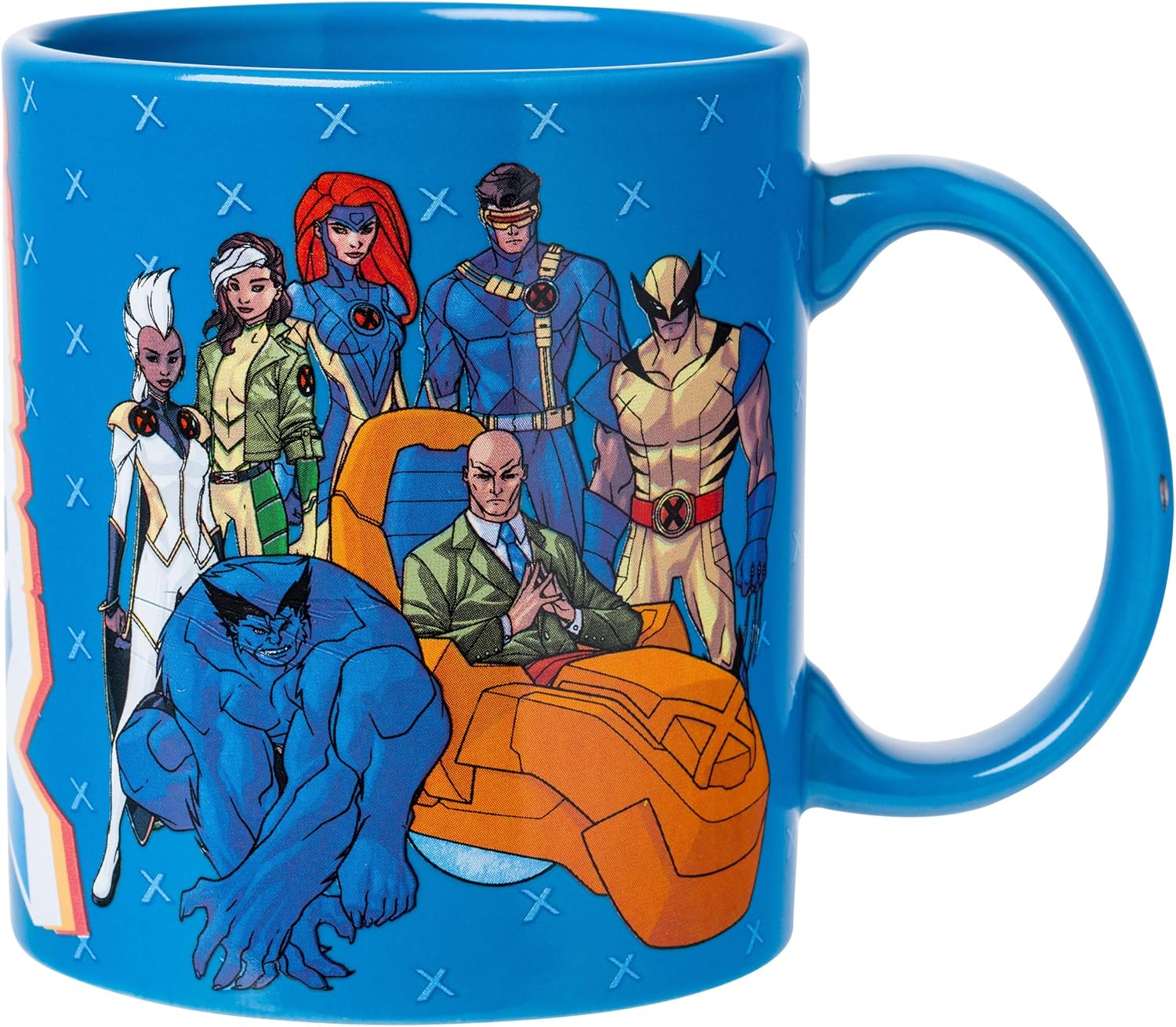 Silver Buffalo Marvel X-Men Ceramic Mug Featuring Professor X, Wolverine, Cyclops, Jean Grey, Rouge, Beast, and Storm, 20 Ounces