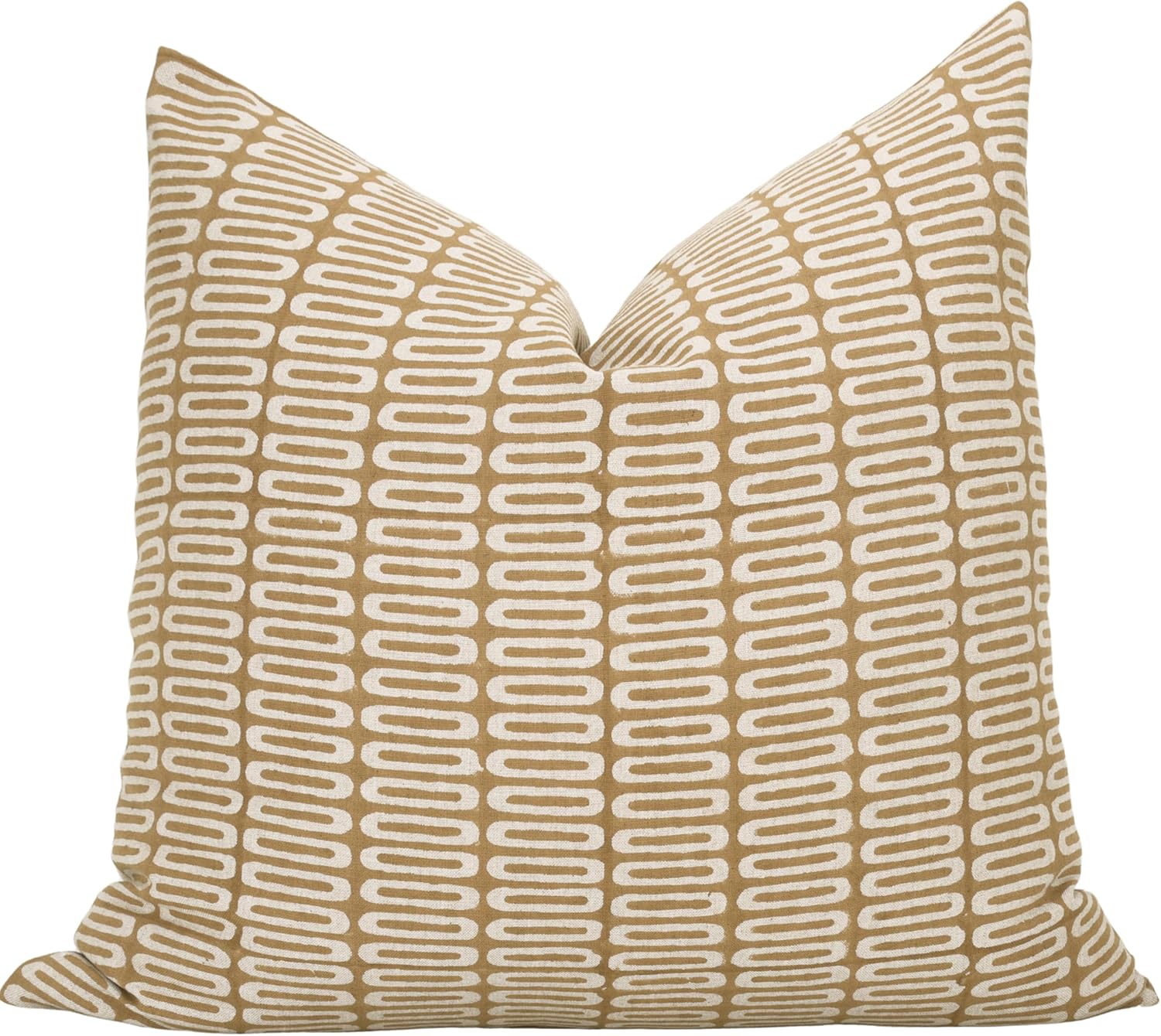 Handmade Block Print 100% Thick Cotton 20 x 20 inch Throw Pillow Cushion Cover with Zipper - Pillowcase for Bedroom, livingroom, Couch, Sofa, Outdoor, Chair, Bed, Home Décor- Lana (Sand Yellow)