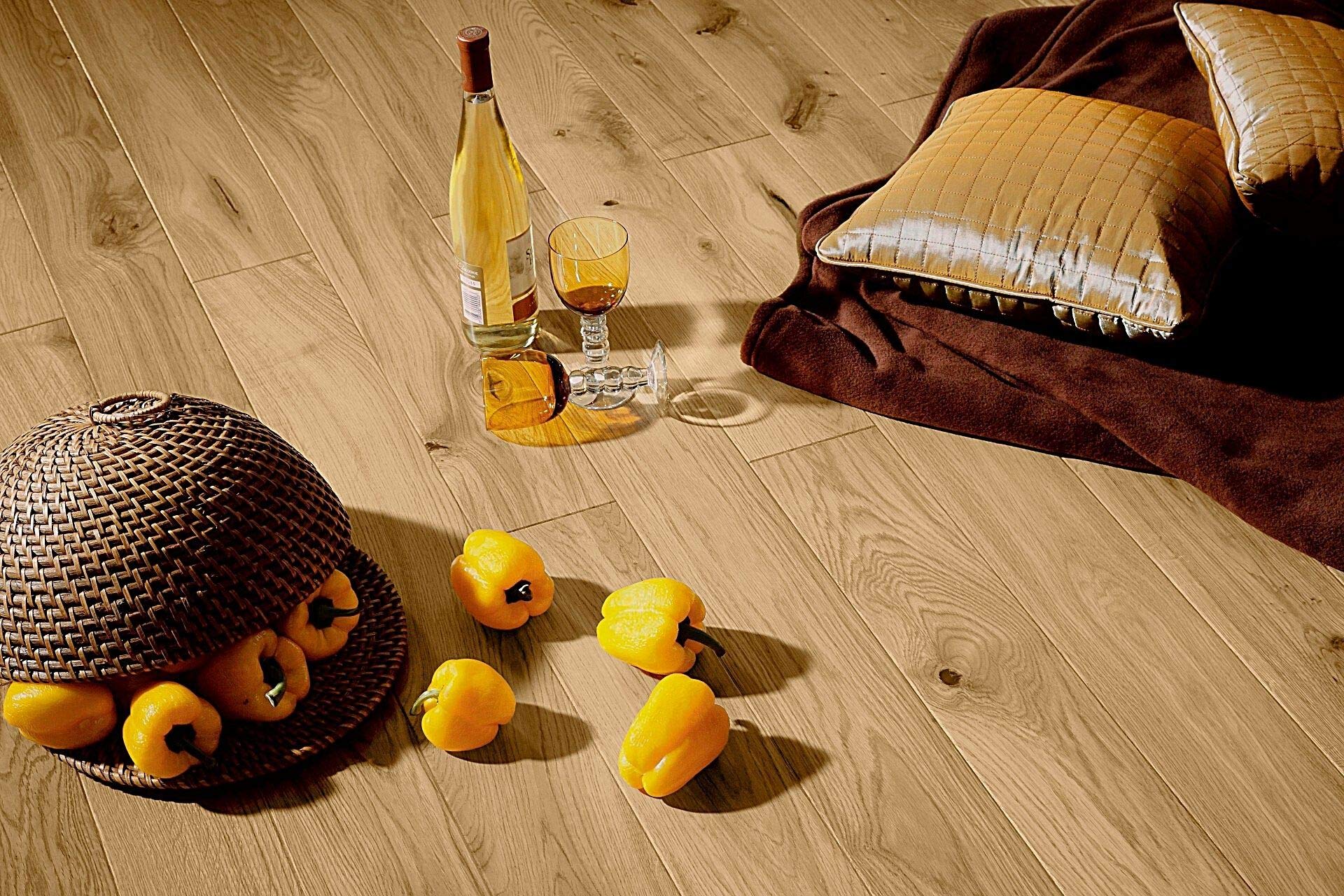 Parquet a Listoni in Legno di Rovere Chiaro Oliato, Flottante, Spessore 14mm, Scatola 0,99 m²