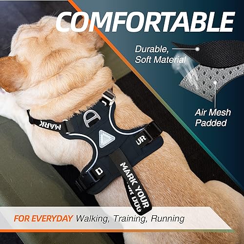 Miniatura 5 de JC HOUSE Arnés para perro, sin tirones, chaleco ligero reflectante 3M, malla suave al aire para perros grandes, medianos y pequeños, arnés táctico