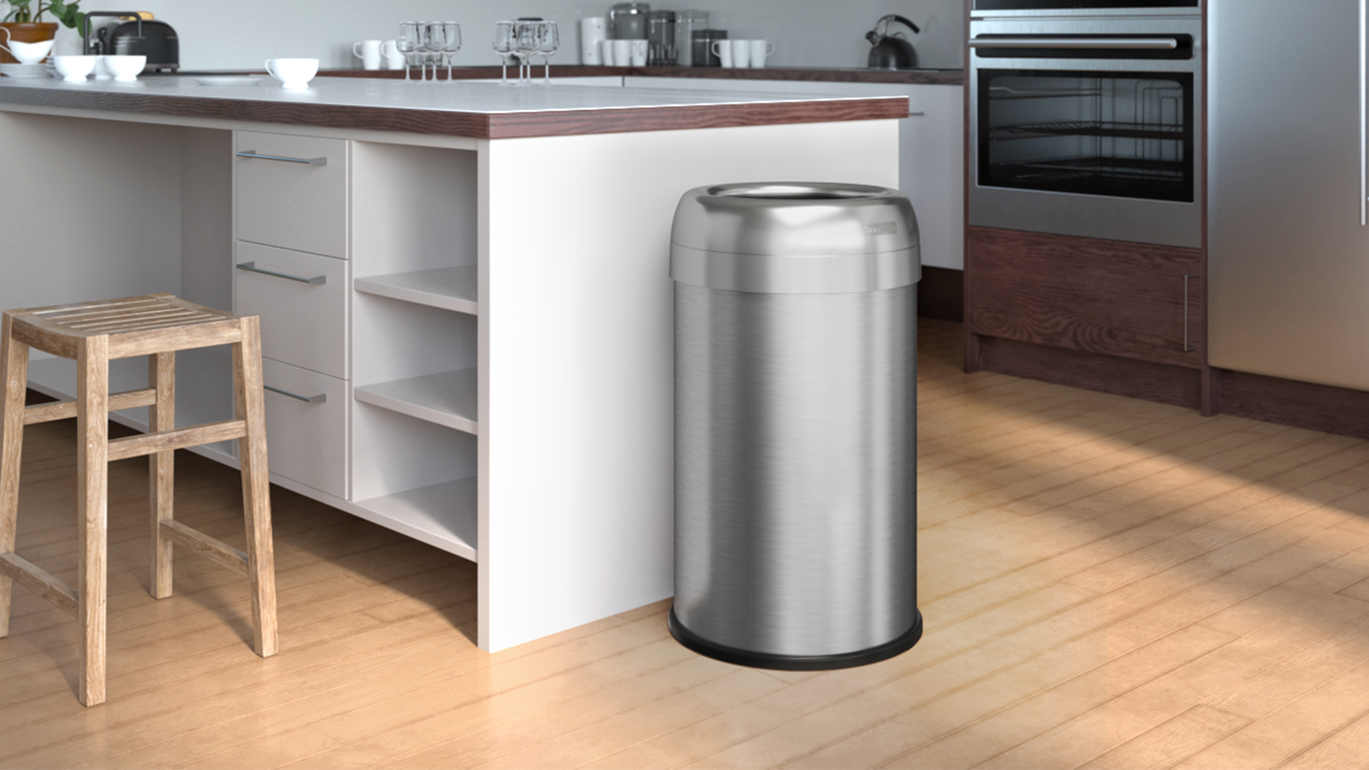 Image of iTouchless 13 Gallon Dual-Deodorizer Trash Can and Recycle Bin Stainless Steel Commercial Grade, Large 10 Inch, Home, Restaurant, Restroom, Office, Open Top, Round