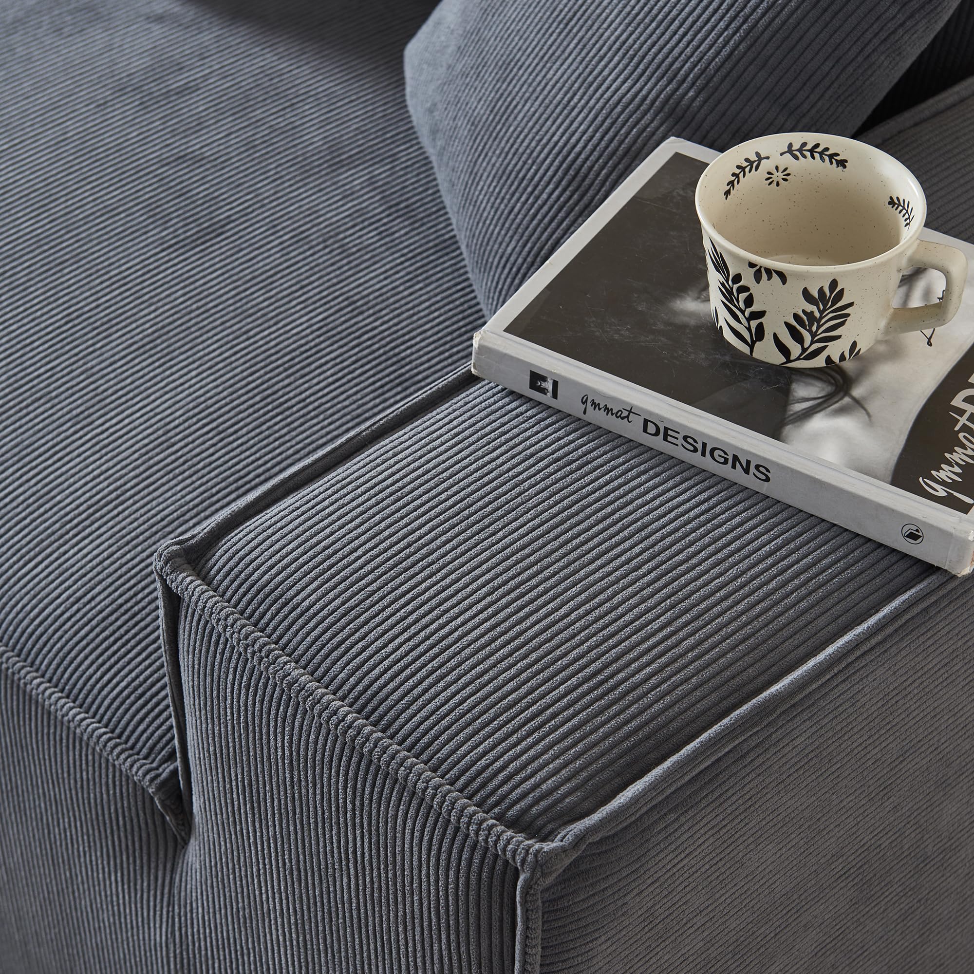 Sofá Cube Modular Espuma Comprimida al vacío envío en Caja Sin Montaje (Pana Gris, Sofá 2 Piezas)