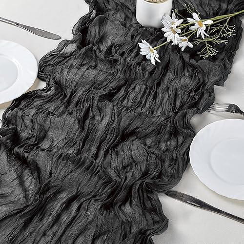 Miniatura 4 de Camino de mesa de gasa de 35 x 118 pulgadas, decoración rústica bohemia de 10 pies para decoración de boda, recepción, despedida de soltera, fiesta