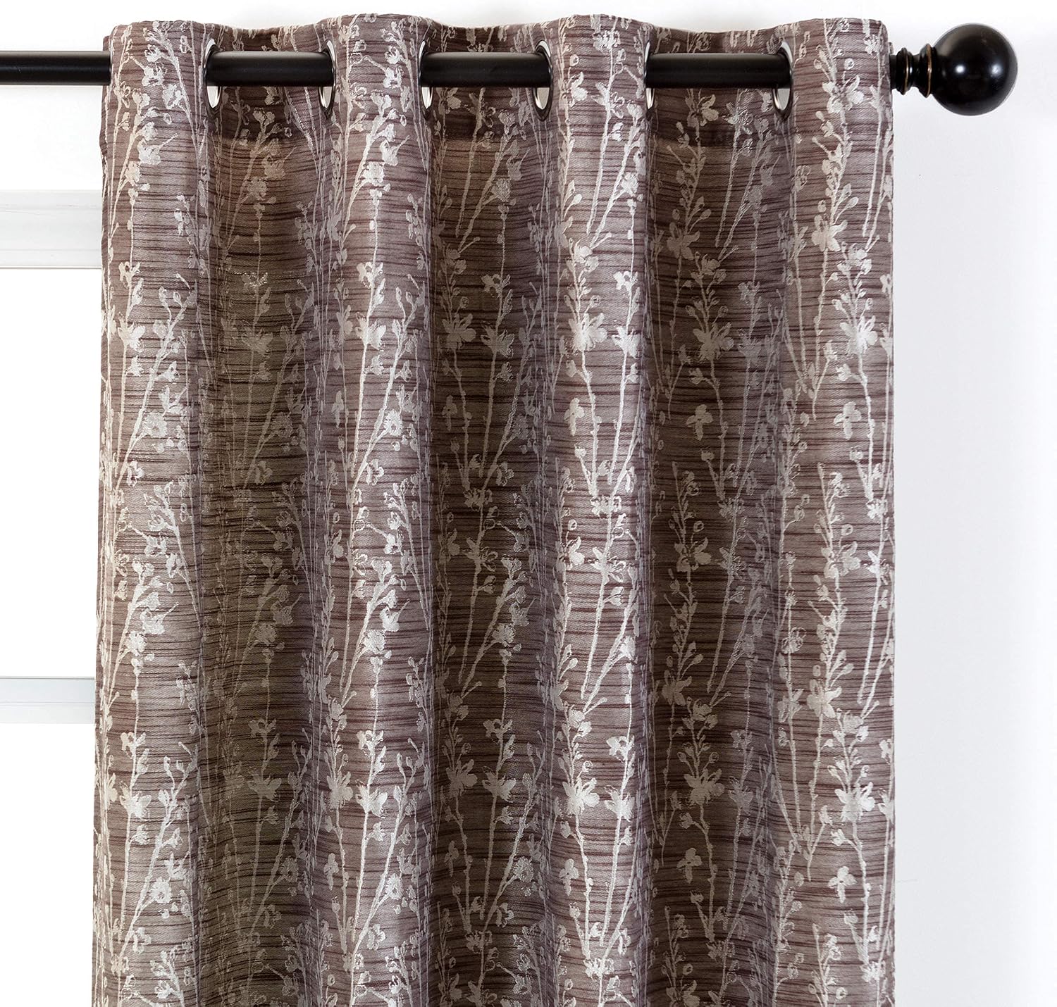 Chanasya Premium 2-Panel Floral Jacquard Textured Brown Curtains with Grommets for Windows Living Room Bedroom Office - Partial Room Darkening Drapes for Privacy Decor - 52 x 96 Inch Long - Brown