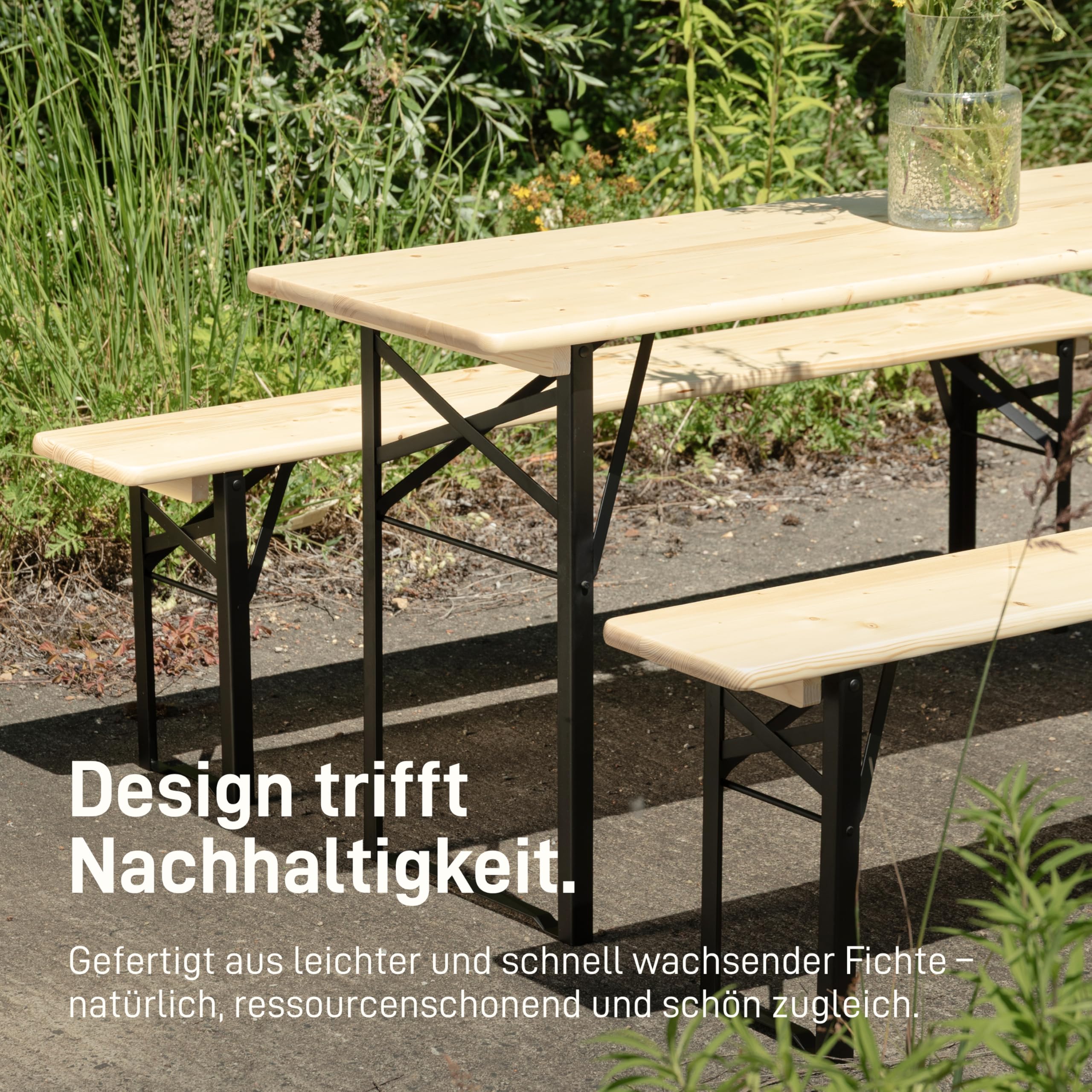 Natural Goods Berlin 1x Bankplatte für Bierzeltgarnitur - Natur Fichte 170 x 25 cm - Platte für Bierbank aus nachhaltigem Fichtenholz - Holzbrett für DIY Festzeltgarnitur kurz - Abgerundete Ecken