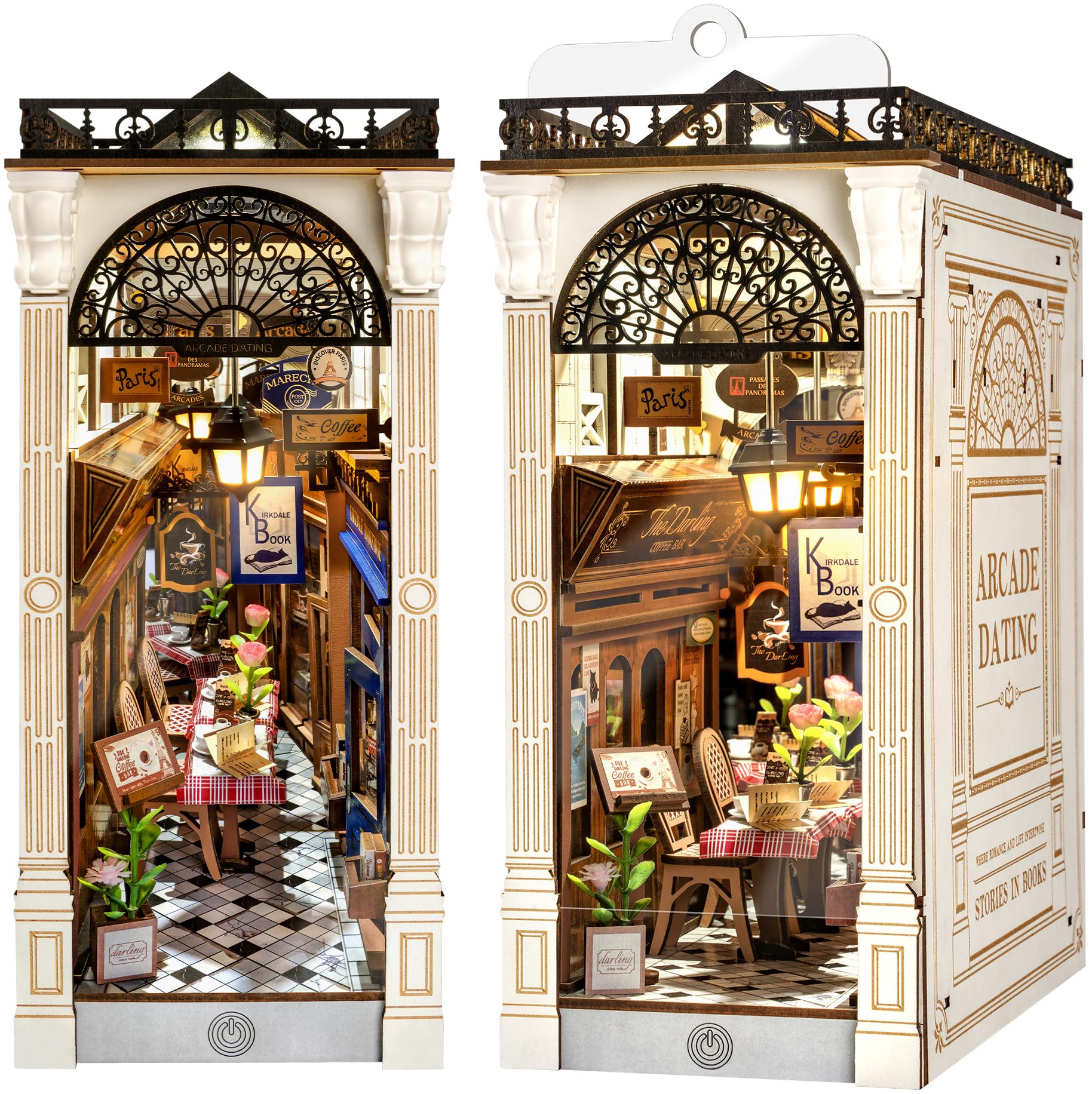ROBOTIME Book Nook Kit Arcade Dating, Booknook con Pannello Antipolvere Casa delle Bambole In Legno, Modellismo da Costruire Adulti Regali per Adulti e Adolescenti