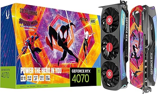 Zotac Gaming GeForce RTX 4070 AMP AIRO Spider-Man: Across The Spider-Verse Bundle, 12GB GDDR6X, 192 Bits
