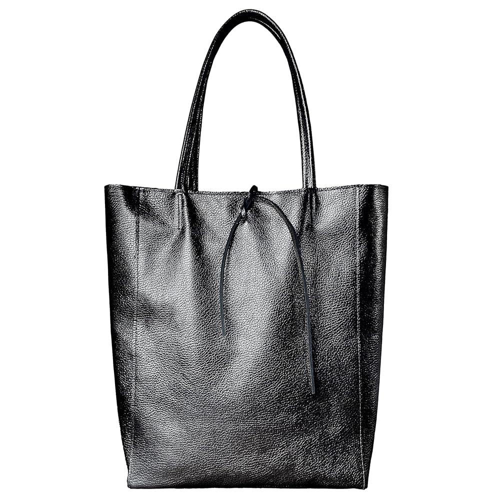 Amazon.com: Italian Metallic Genuine Leather Tote Bag for