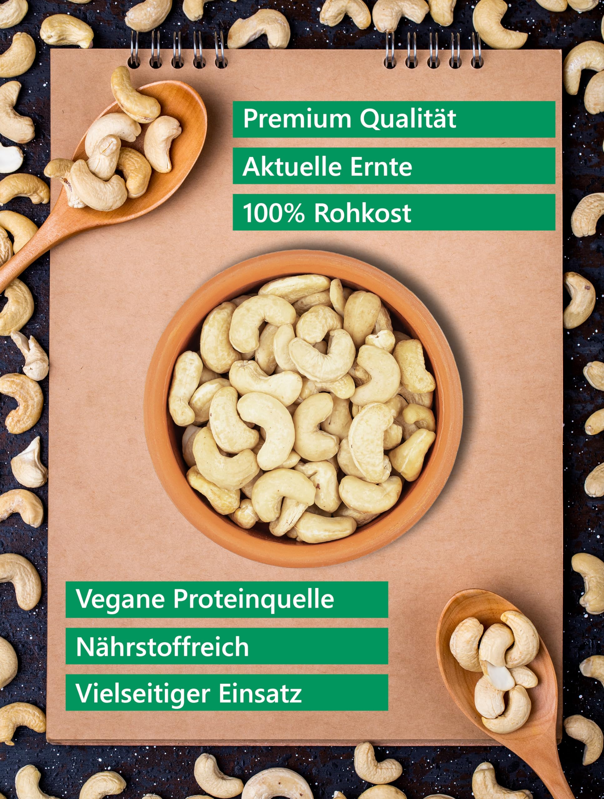 Sunnah Shop® Anacardos crujientes naturales de 5 kg | sin sal y sin tratar | 100% natural de alimentos crudos anacardos | nueces de anacardo - ricas en proteínas | Ideal como aperitivos saludables