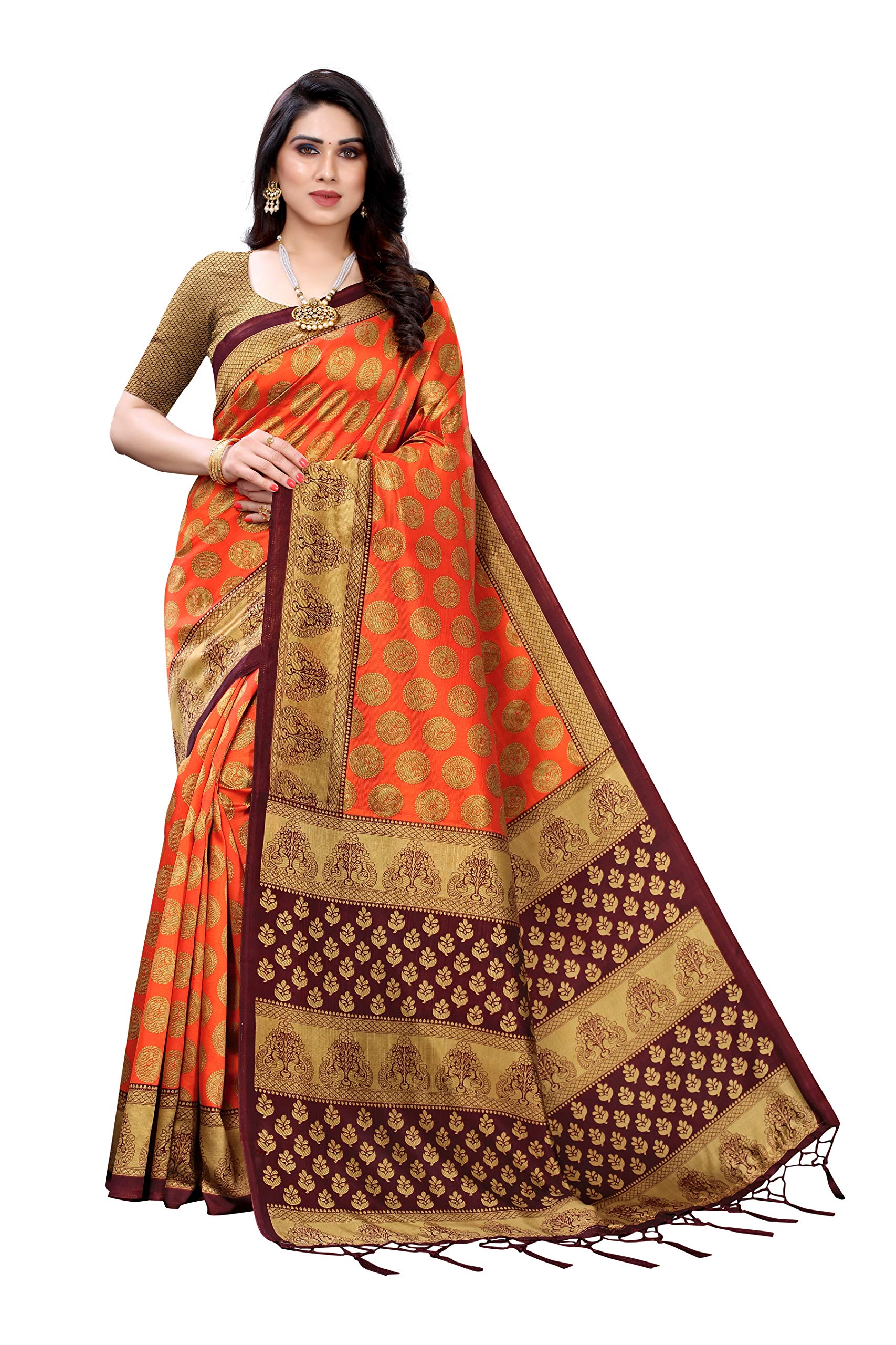 yashika Women's Art Silk Saree (ALIFA Orange-picture-22