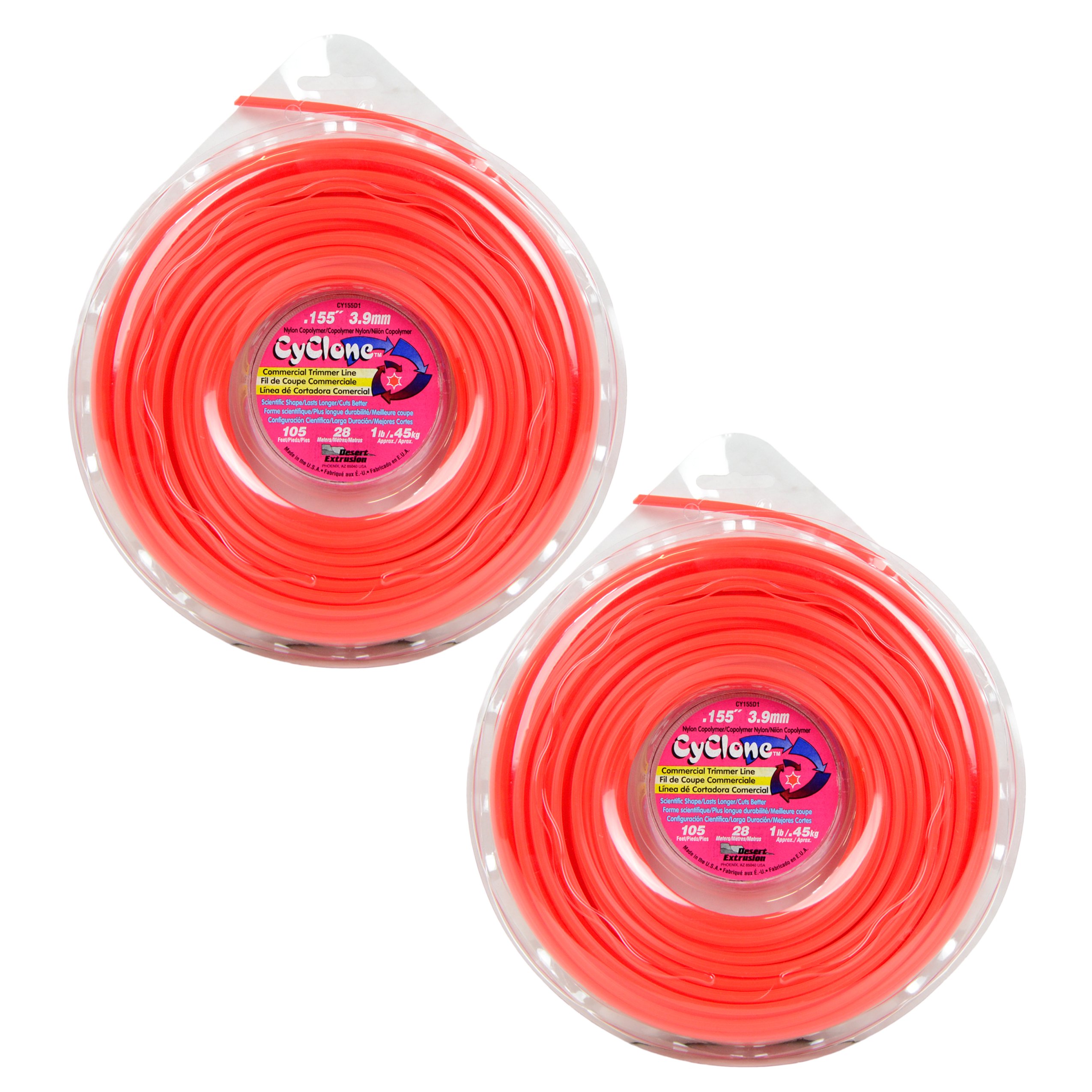 Cyclone Desert Extrusion CY155D1 .155" x 105' Commercial Line Red [12/Case] (2-Pack)