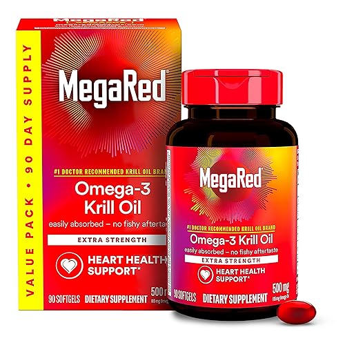 MegaRed Antarctic Krill Oil 500mg Omega 3 Fatty Acid Supplement,