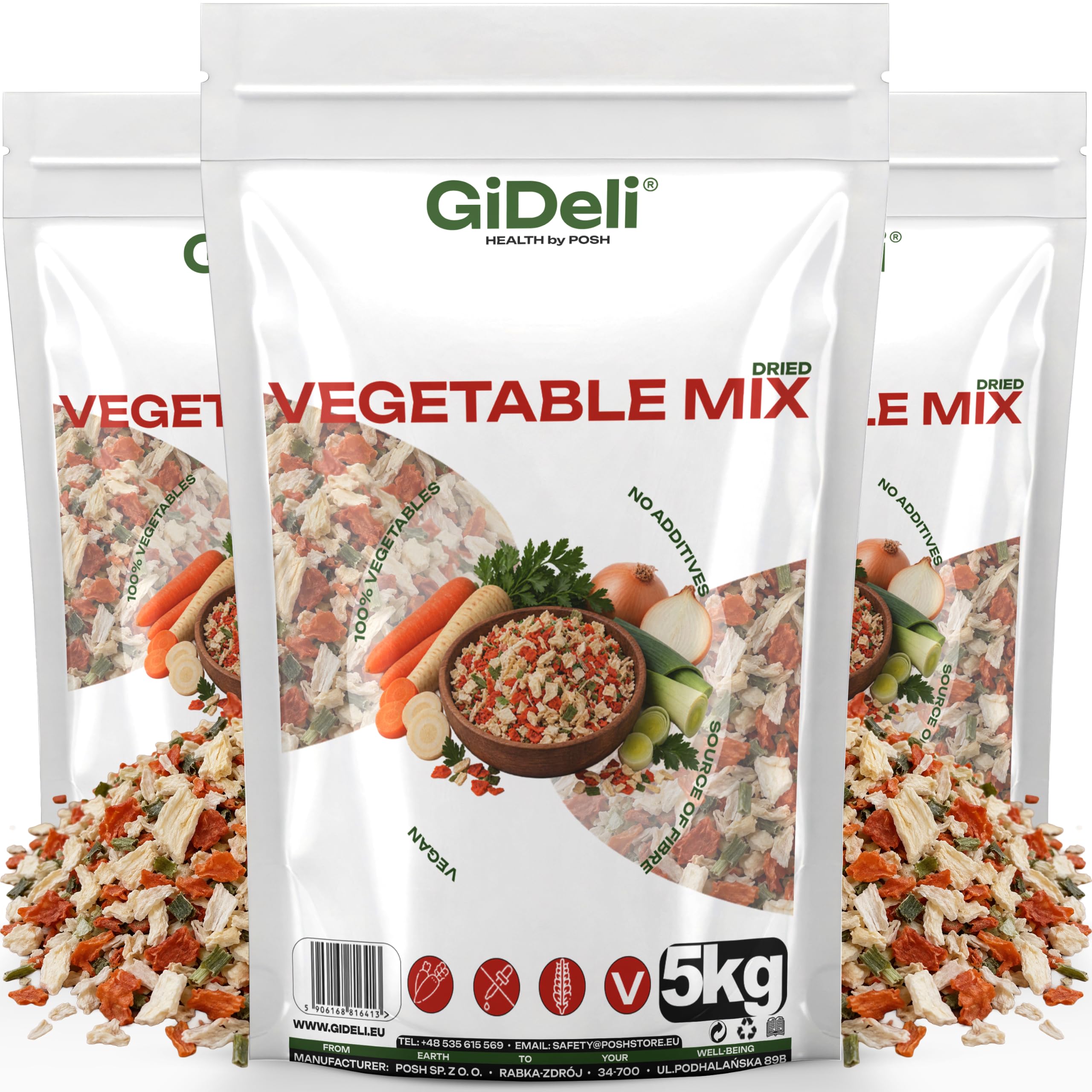 GiDeli Verdura Seca para Sopa 3x5kg - Verdura para Sopa sin Sal