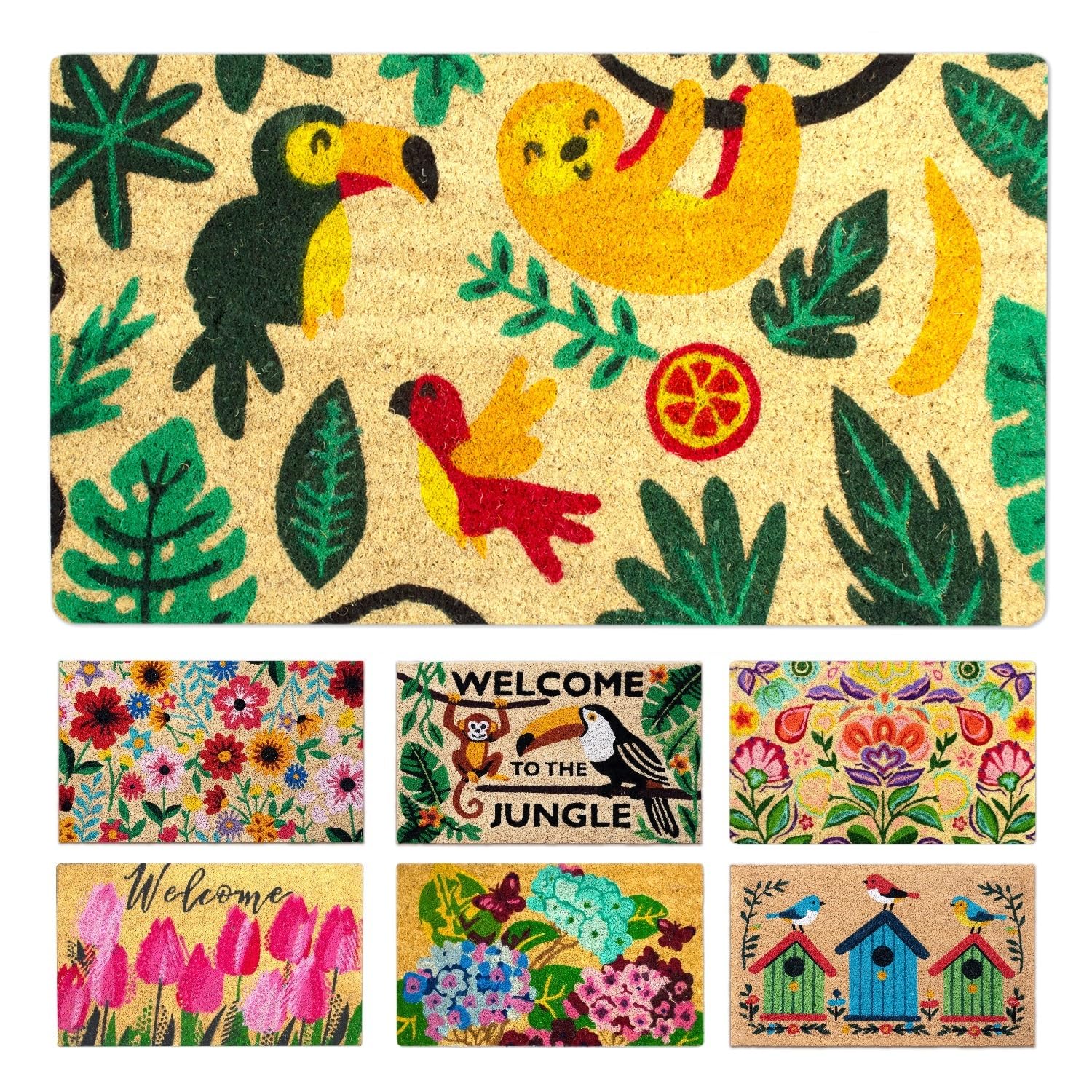 LUA VIKA Coir Doormat - Jungle - 40x70 cm - Outdoor Door mat - Front Door mat outside - Doormats outside
