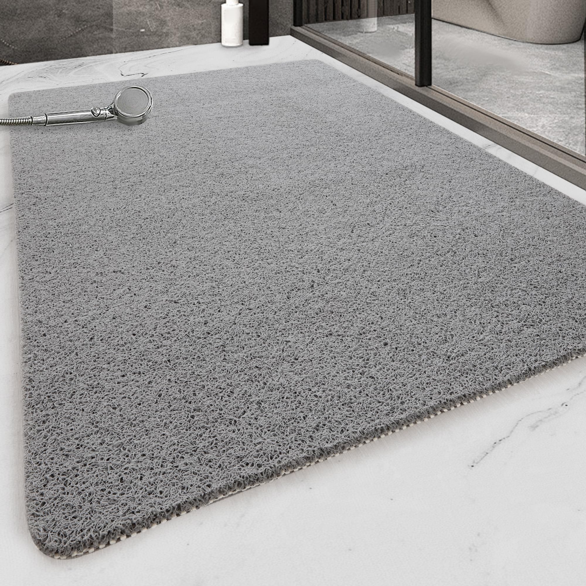 Extra Large 58 x 32 Inch Shower Mat for Shower Stall Tub, Non Slip Bath Mat Bathroom Accessories, PVC Loofah Mats for Shower and Bathroom, Quick Drying