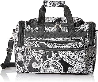 World Traveler 81T16-640 Duffle Bag, One Size, Black White Paisley