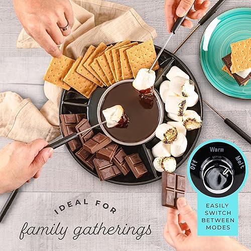 Miniatura 9 de Kusini Juego eléctrico de olla de fondue  Kit de fondue de chocolate de 10 onzas  Control de temperatura, bandeja de servir desmontable, 4 tenedores