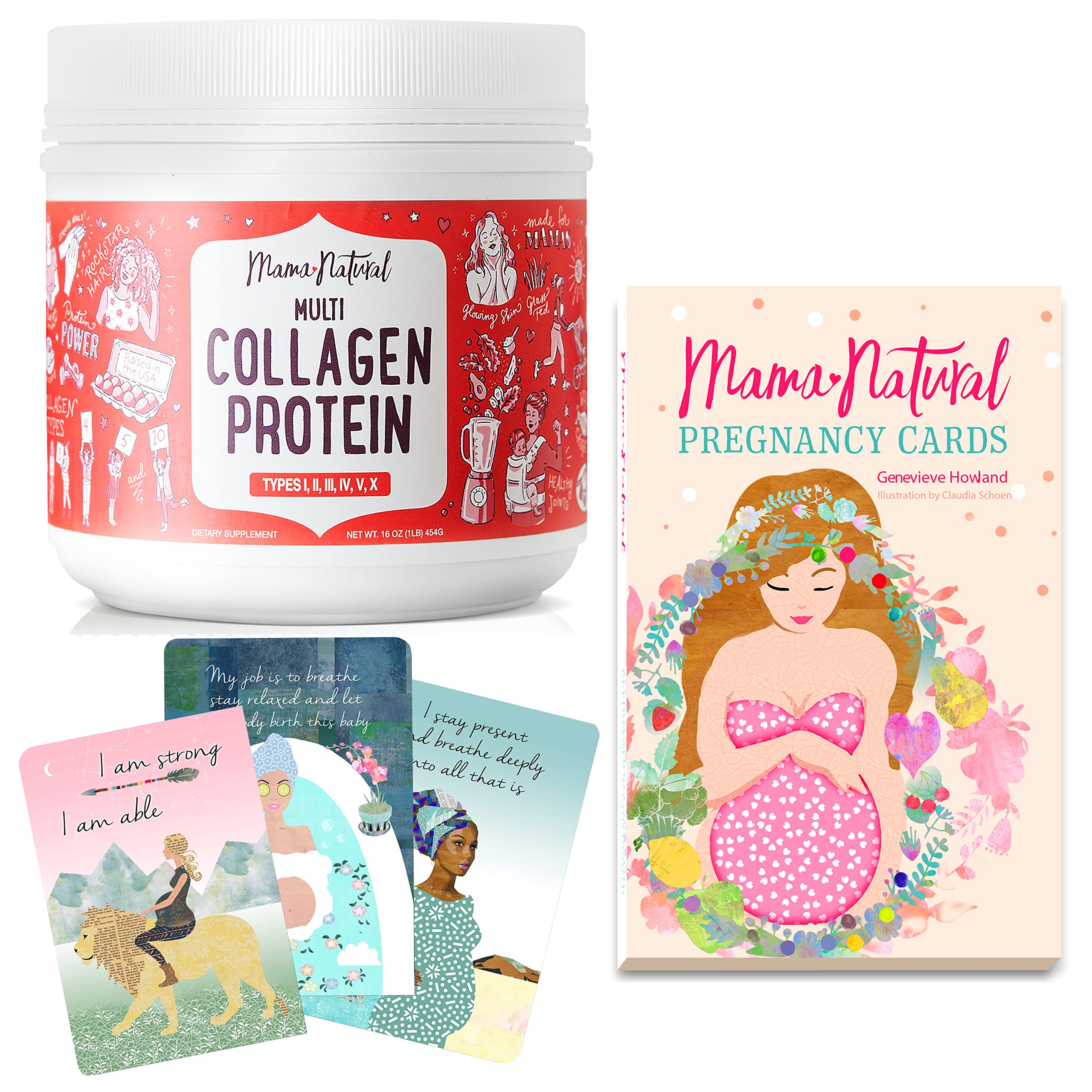 Buy Mama Natural Multi Collagen Powder & Pregnancy Affirmation Cards