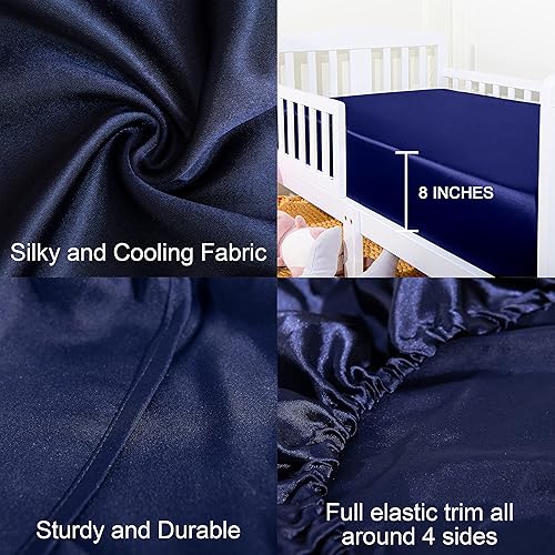 Miniatura 2 de NTBAY Sábana bajera ajustable de satén de seda, súper suave y sedosa de 28 x 52 pulgadas, para colchones estándar de cuna y niños pequeños, unisex,