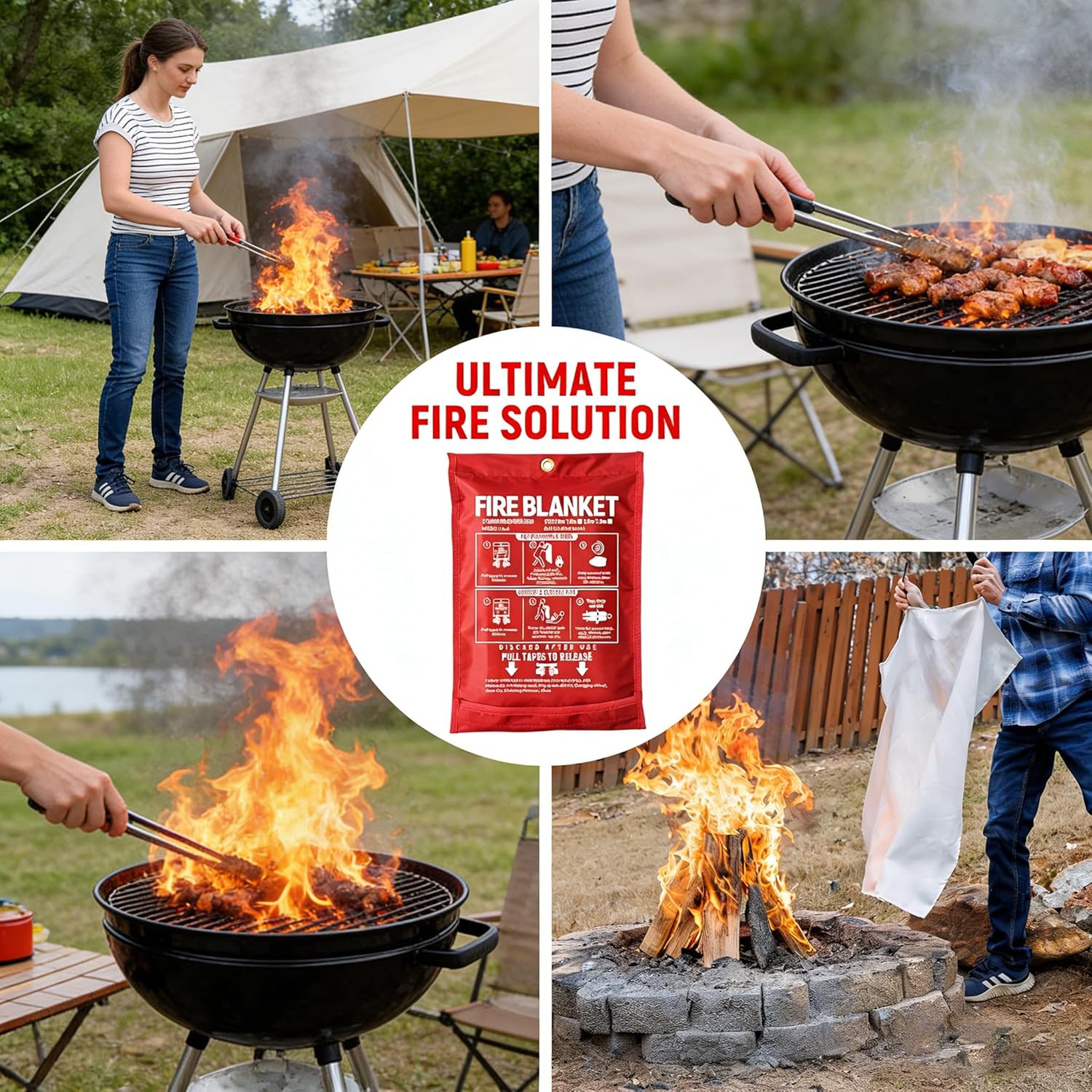 TANAN Multiple Sizes Emergency Fire Blanket for Office, Kitchen, Grill, School, Car, Fiberglass Fire Suppression Fabric Retardant Fire Safety Emergency Evacuation Supplies (79x79in)