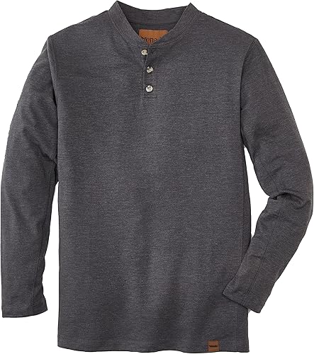 Venado Camiseta de manga larga y cuello henley para hombre, material flexible