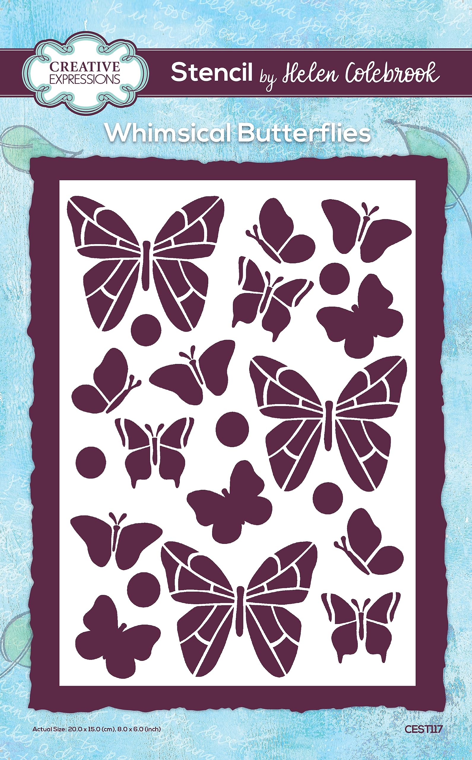Creative Expressions Cream Stencil-Helen Colebrook-Whimsical Butterflies, 8 X 6 In