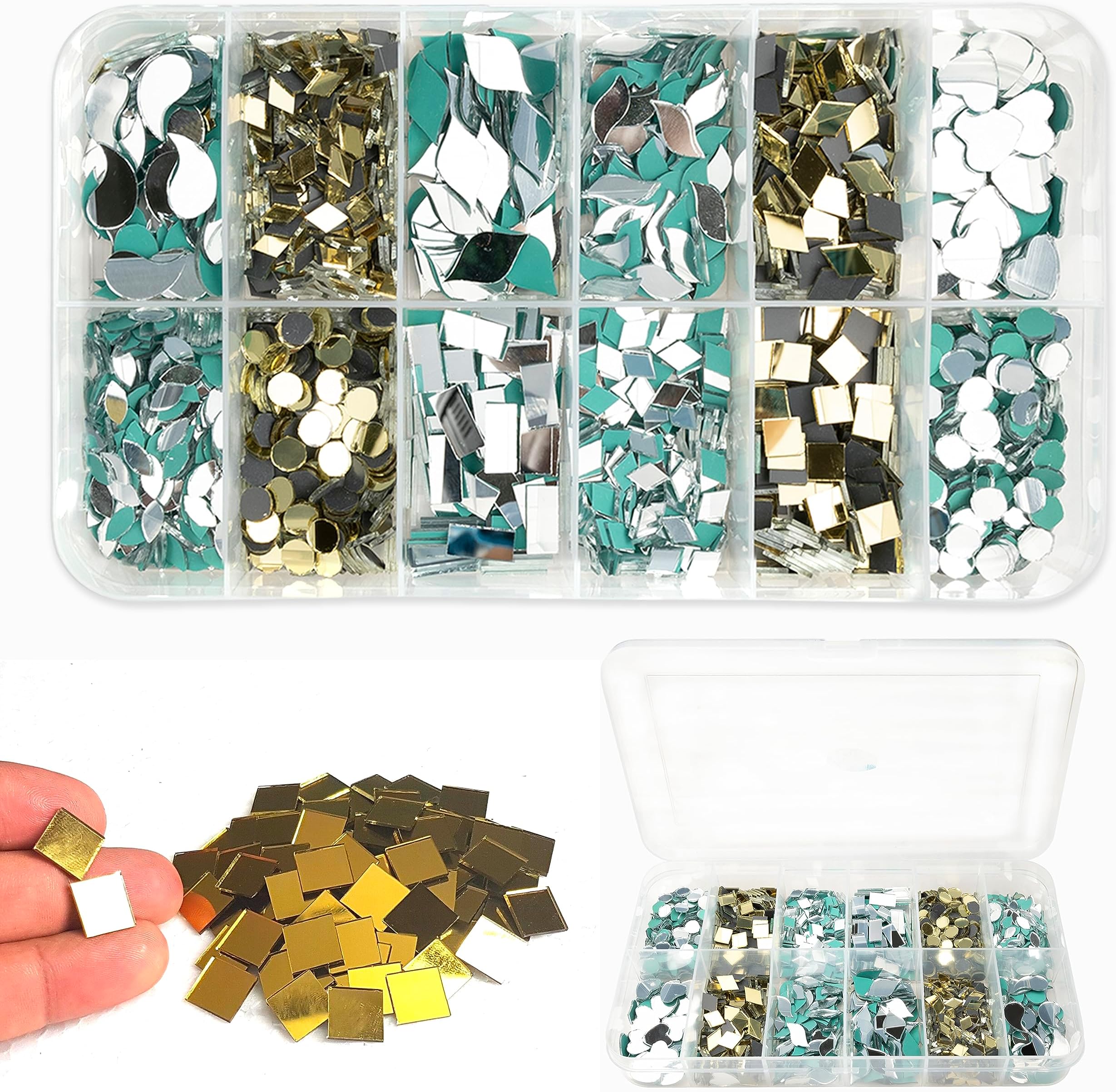 Twinster Mirrors for Craft Work (12 Different Shapes, 1300 Total Pieces) Lippan Art Craft Materials Kit Decorative Mirrors DIY Best Kit