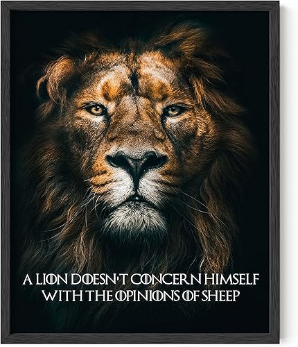 HAUS AND HUES Cuadros de león para decoración de pared enmarcados, marcos de citas inspiradoras, pósteres de león geniales para pared para sala de