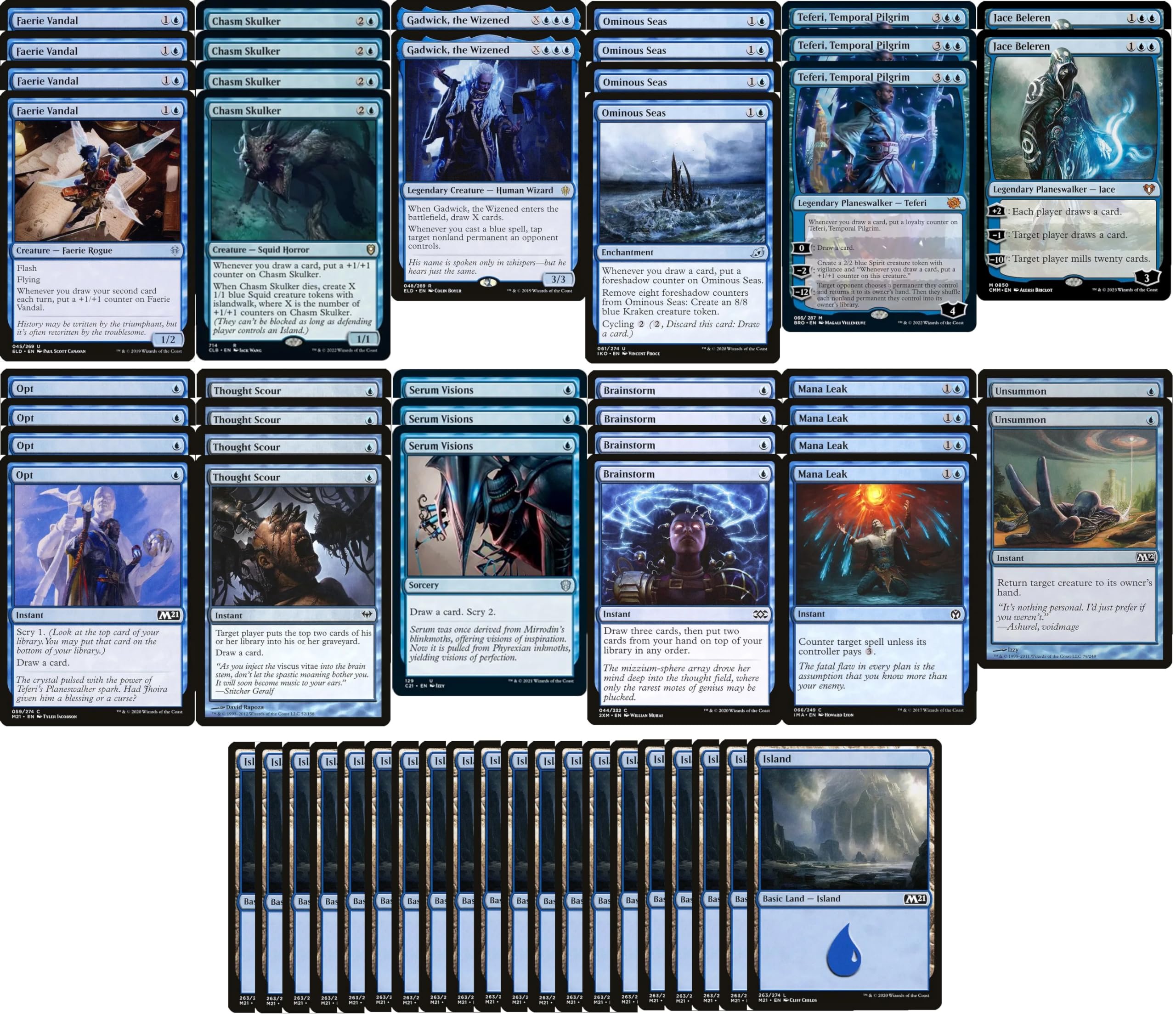 Amazon.com: Elite Mono Blue Card Draw Deck - Teferi Jace - Modern Legal -  Custom Built - Magic The Gathering - MTG
