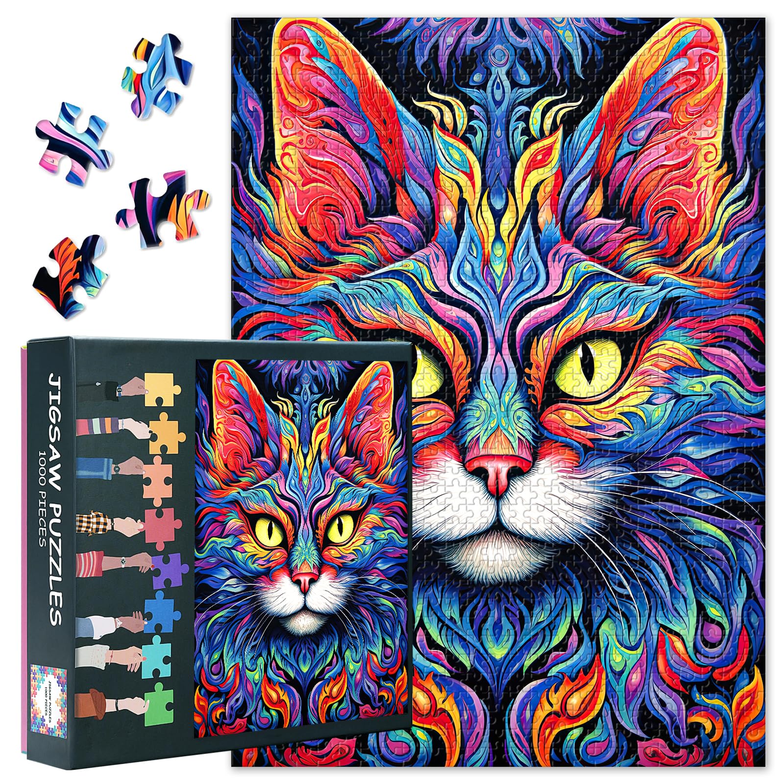Collectible Jigsaw Puzzles UK, Abstract Cat Portrait Art
