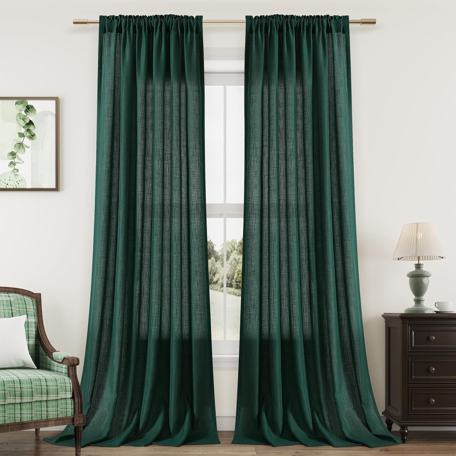 Dark Green Extra Long 120 Inch Curtains for Large Window