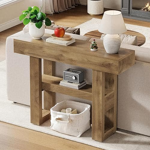 Tribesigns Mesa consola de 41.34 pulgadas, mesa de entrada rústica con almacenamiento de 2 niveles, muebles de sofá estrecho para vestíbulo, sala de