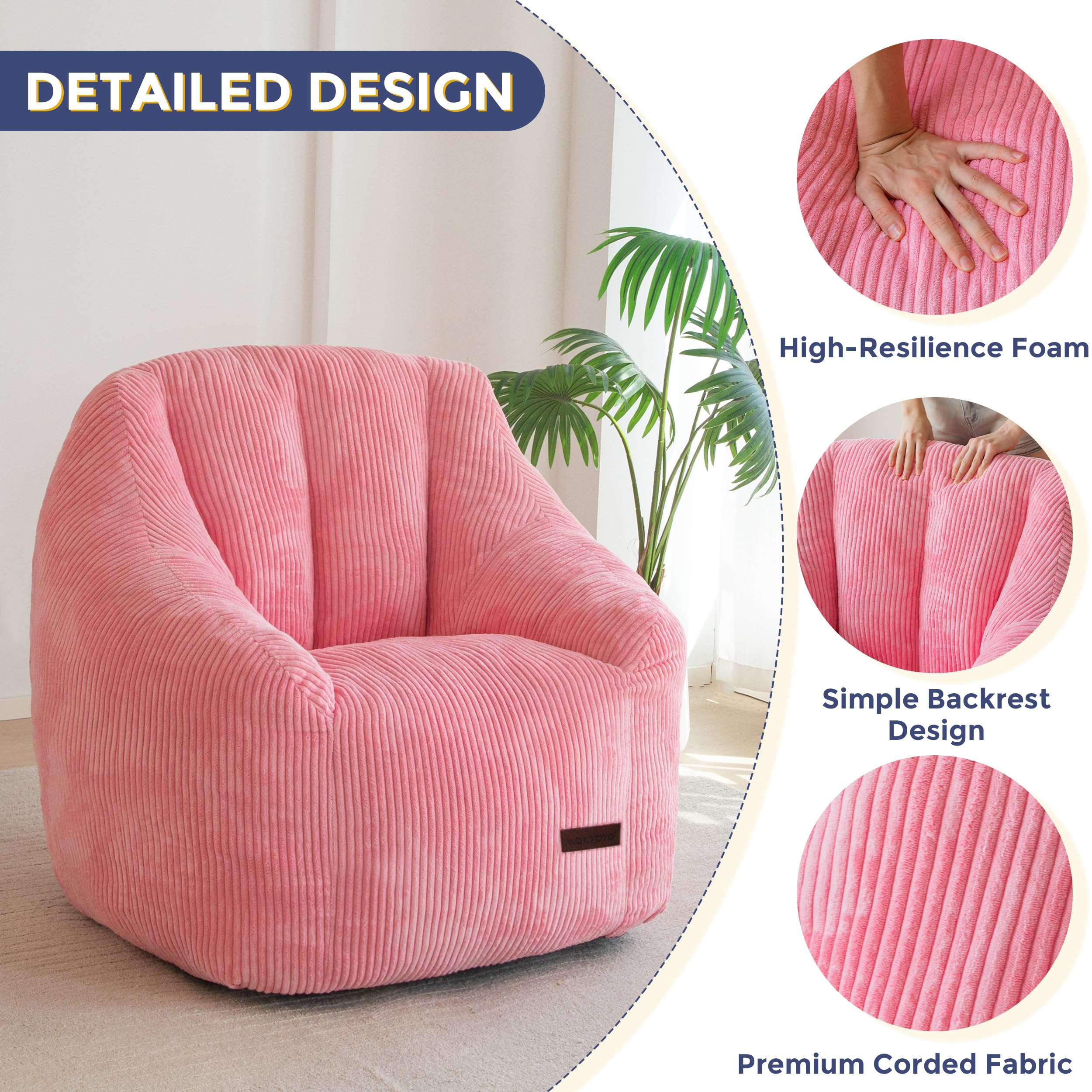 MAXYOYO Sitzsack, Sitzsack-Sofa mit Füllung, Gemütlicher Wohnzimmersessel für Erwachsene und Kinder, Gepolstertes Bodensofa für Schlafzimmer, Studentenwohnheim und Leseecke