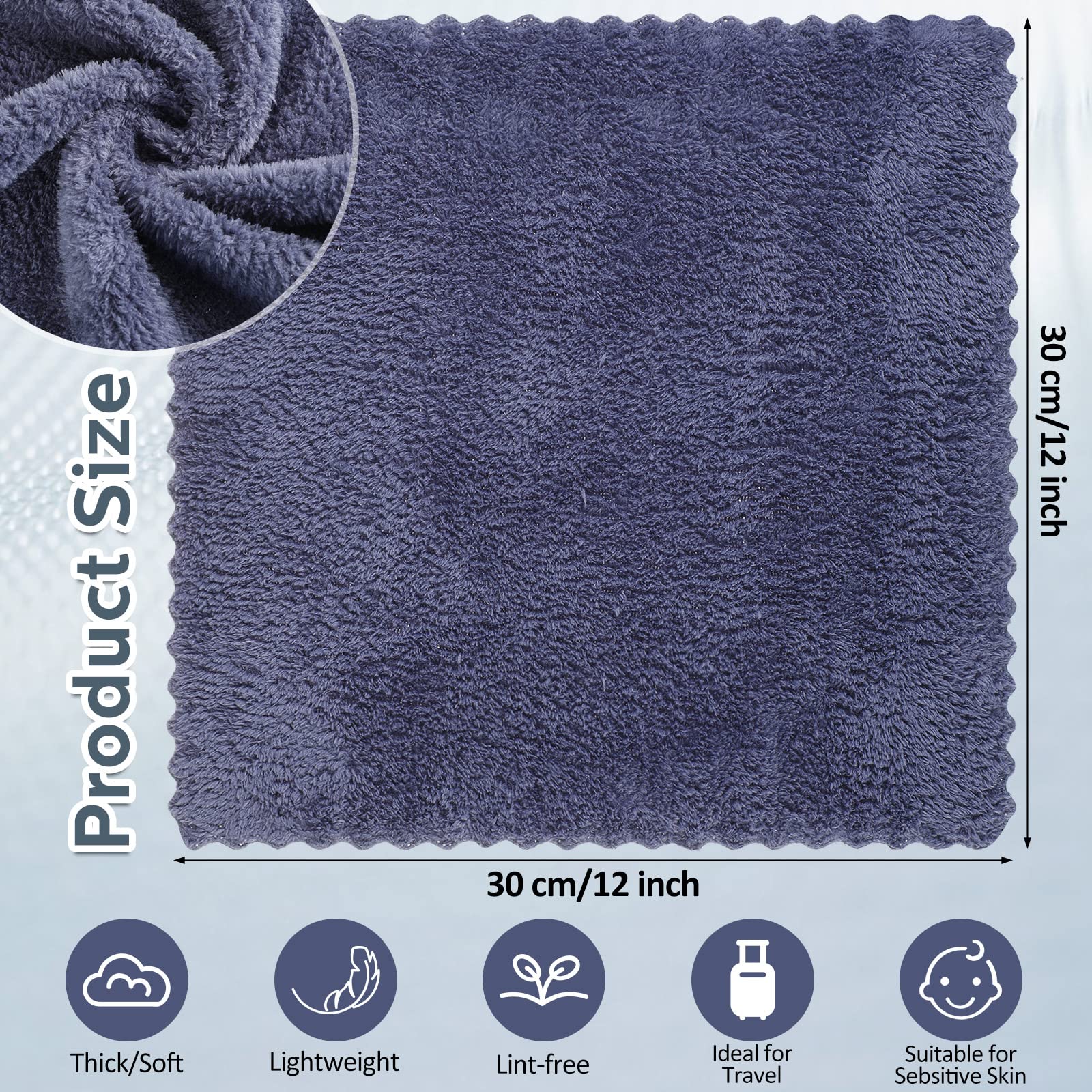 Newwiee 100 paños de baño de secado rápido a granel, 12 x 12 pulgadas, toallas faciales de microfibra suave para tu cuerpo, spa y dedos (gris oscuro)