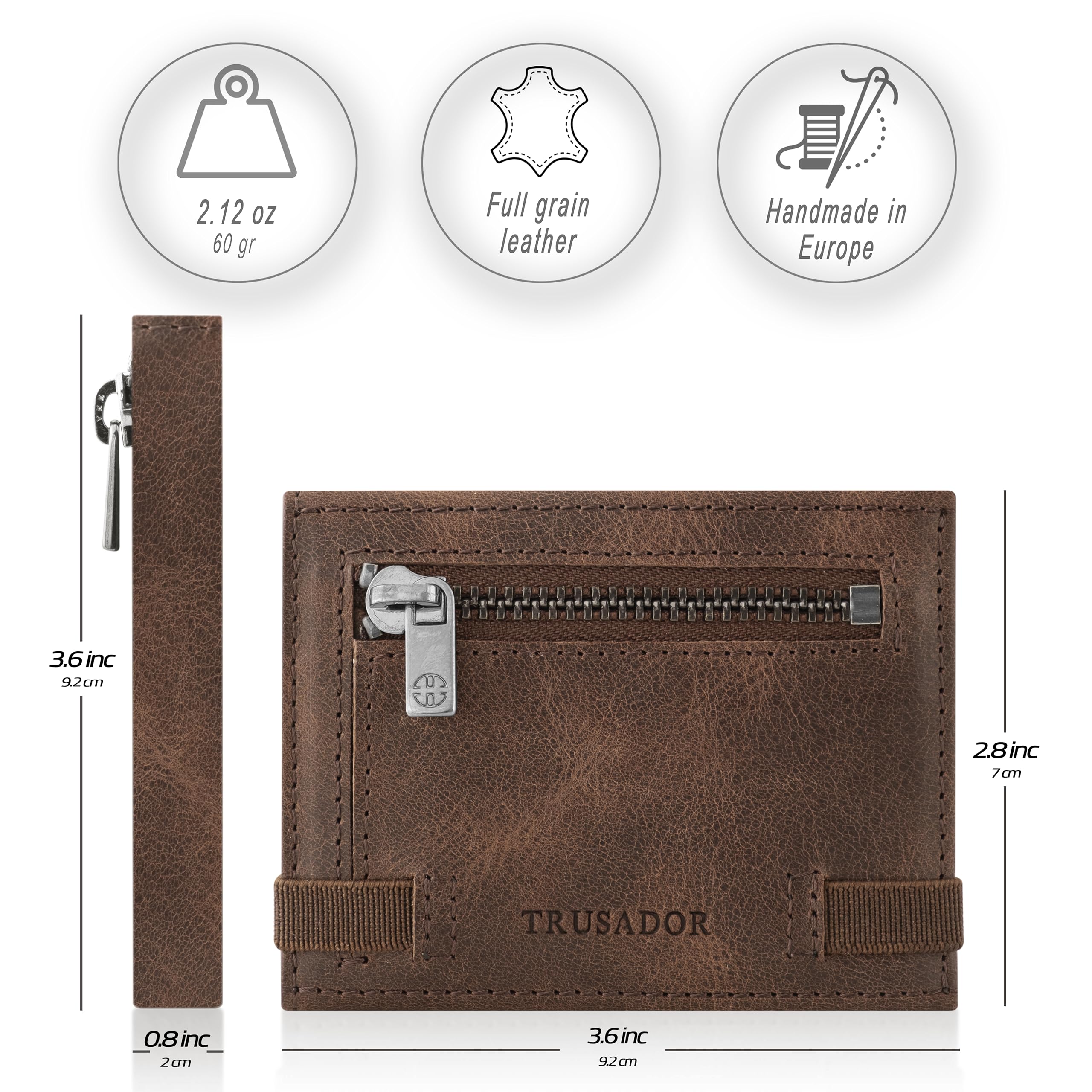 TRUSADOR Marseille Rfid Leather Wallet for Women and Men Includes ID Window, Detachable Mirror, Holds Bills, Cards, Includes Coin Pocket, Holds Cash (Brown)