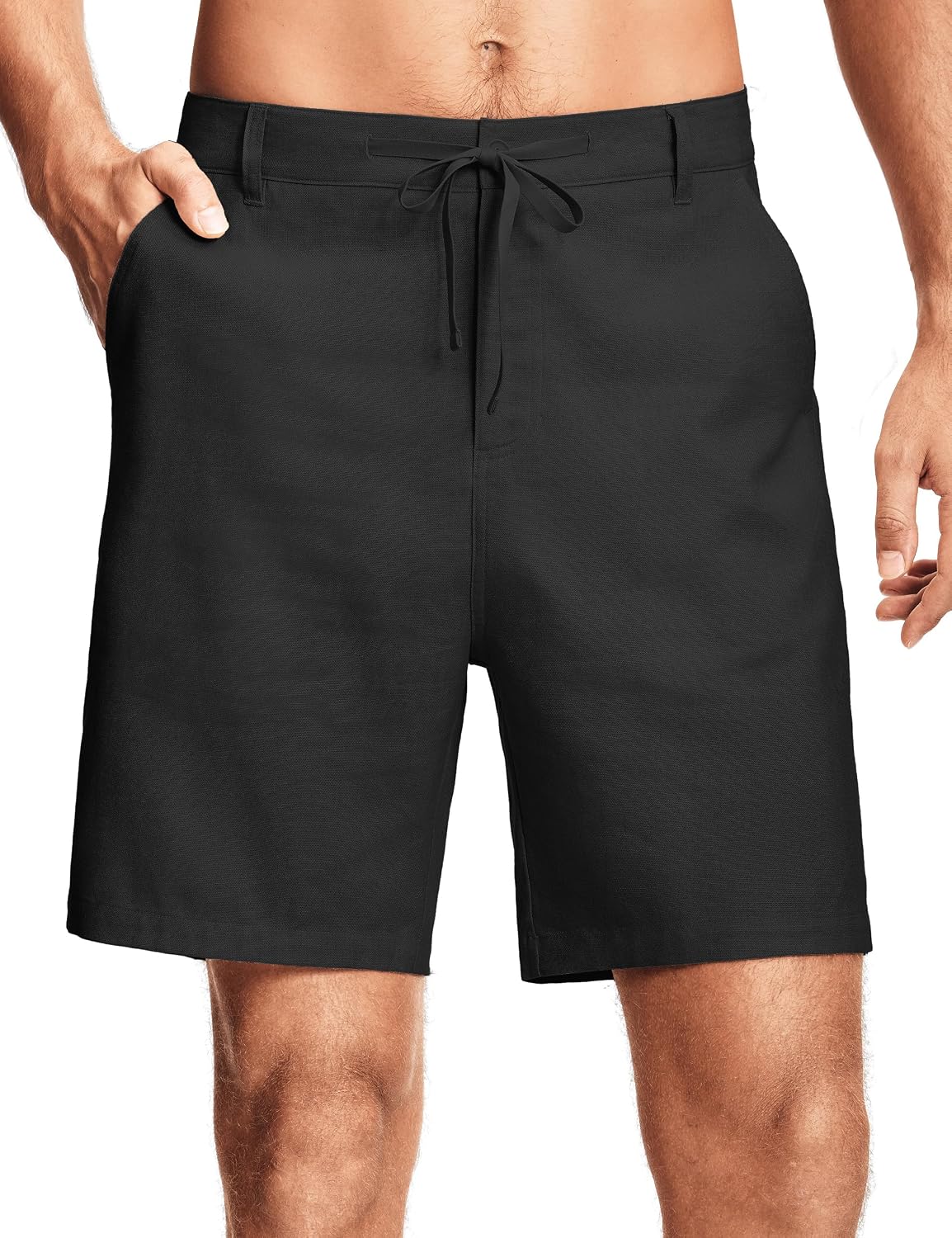 ISEEGZ 7" / 9" Men's Linen Shorts Dressy Casual Work Golf Cotton Linen Shorts for Men Flat Front with Pockets Belt Loop